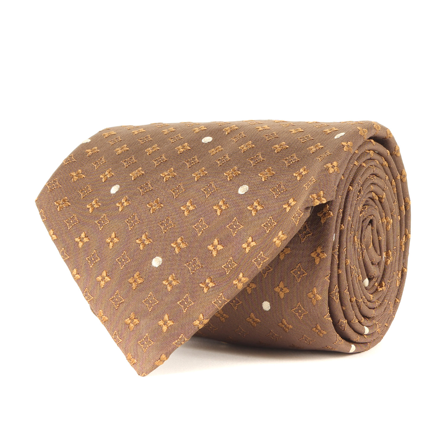 LOUIS VUITTON ルイヴィトン ネクタイ | モノグラム ドット シルク ネクタイ | イタリア製 クラヴァット | ブロンズゴールド | ブランド ファッション アイテム 小物【メンズ】【中古】【K4781】