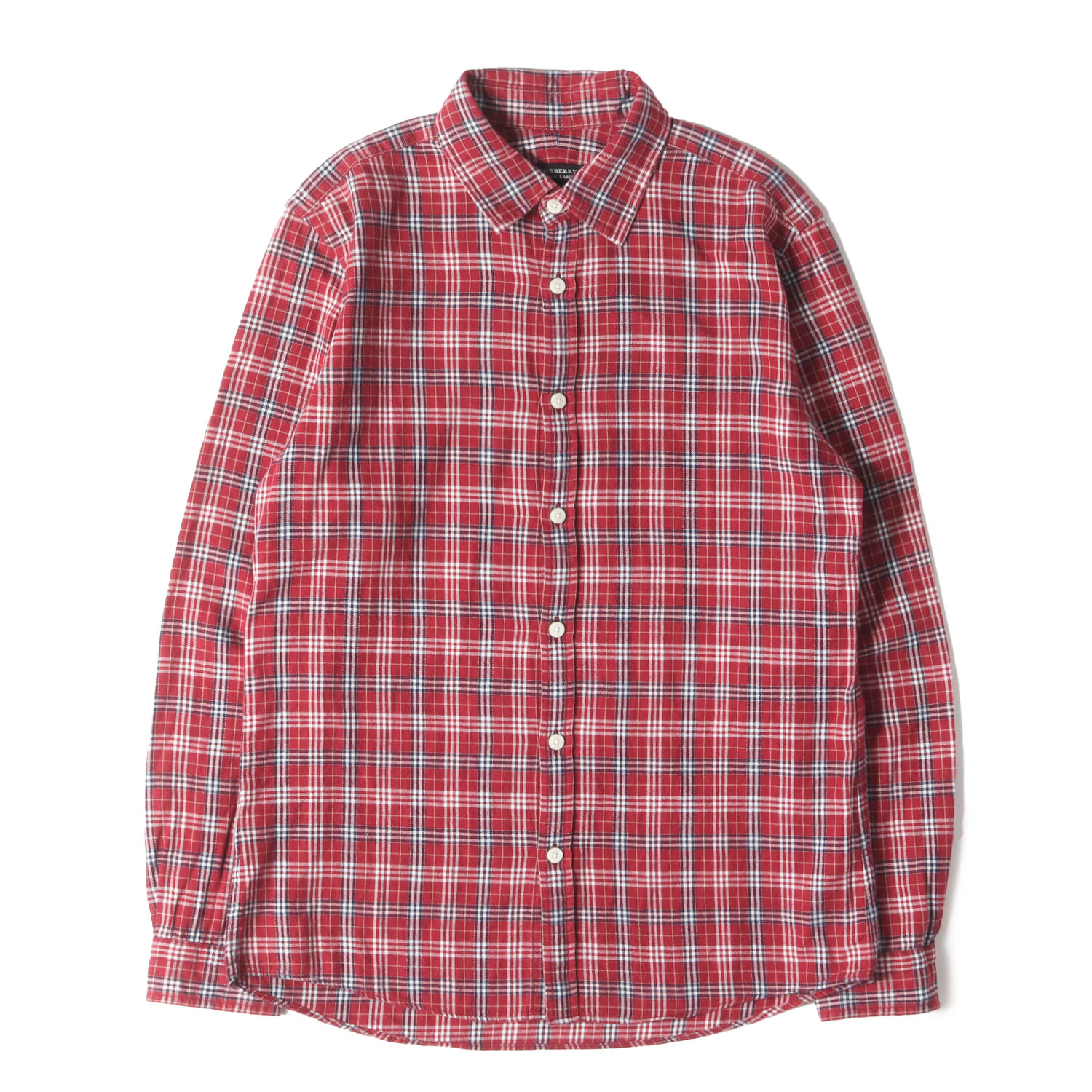 BURBERRY BLACK LABEL バーバリー ブラックレーベル シャツ レッド サイズ:2 | チェック コットン ボタンシャツ | トップス カジュアルシャツ 長袖【メンズ】【中古】【K4773】