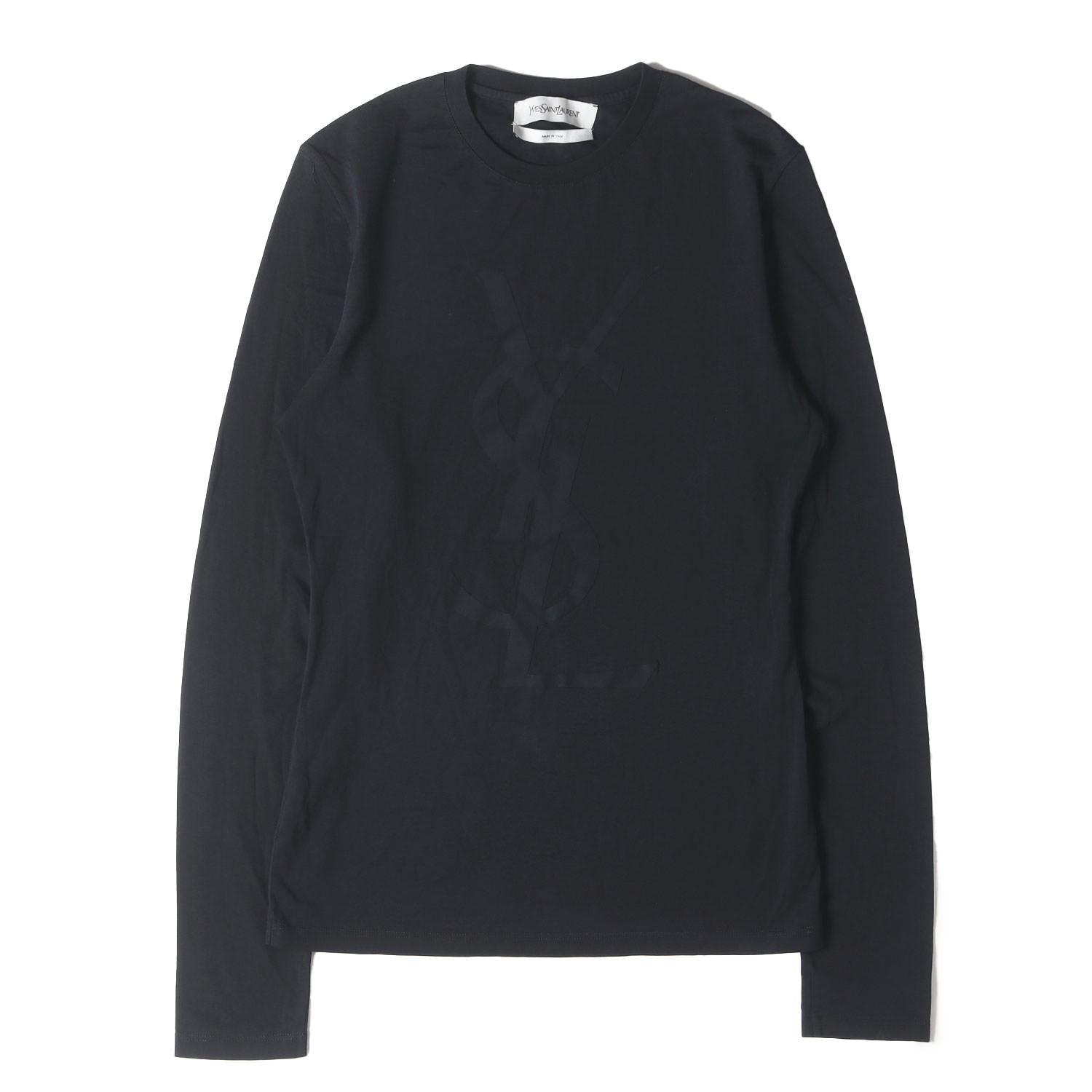 Yves Saint Laurent イヴサンローラン Tシャツ ブラック 黒 サイズ:XS | YSLロゴ ロングスリーブ Tシャツ / カットソー | トップス 長袖 | イタリア製【メンズ】【中古】【K4779】