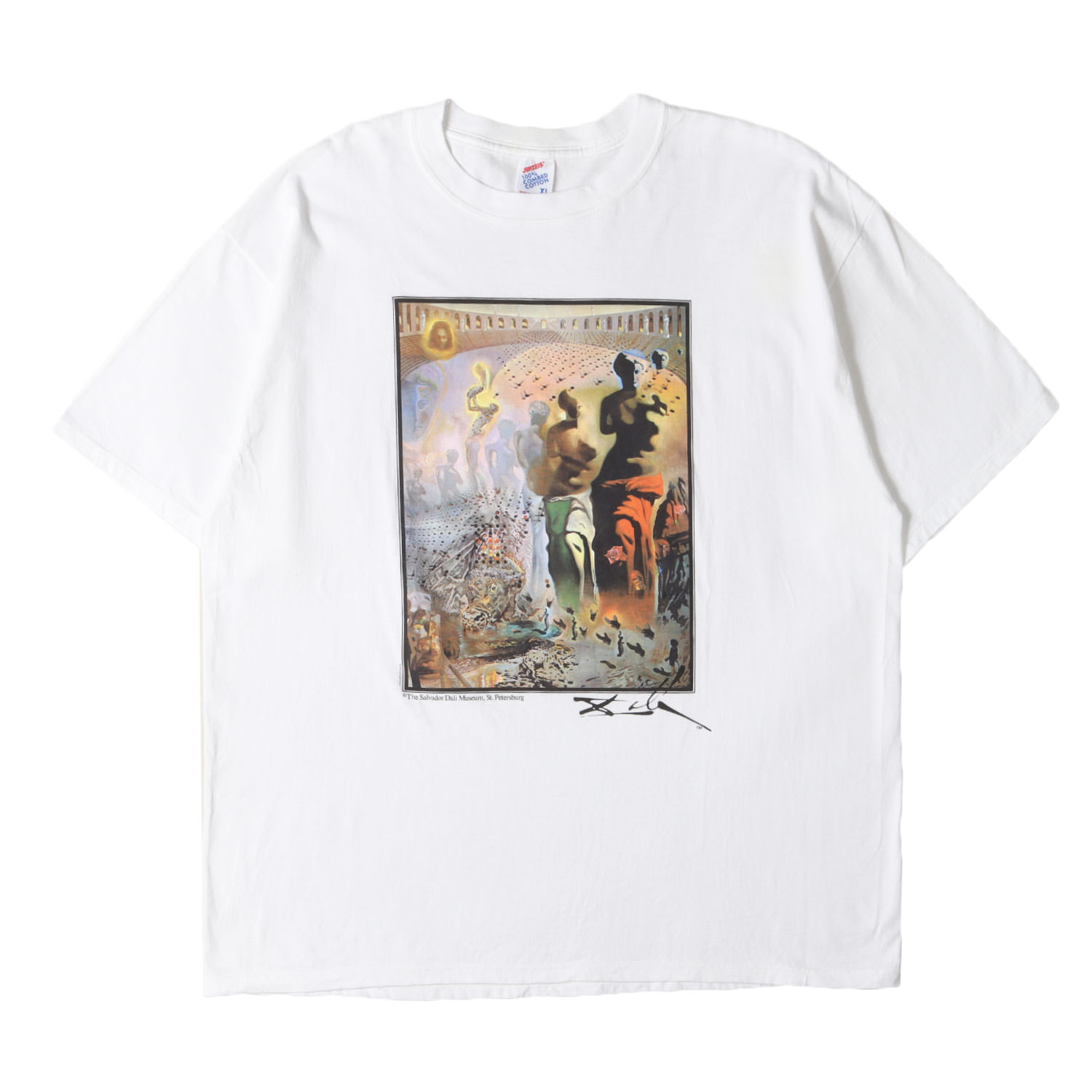 [幻覚剤的闘牛士] 90s Salvador Dali アートプリント クルーネック Tシャツ / USA製 / サルバドール・ダリ / ホワイト 白 / サイズ:XL / 90s - 00s ヴィンテージ古着 / トップス カットソー 半袖【メンズ】【中古】【K4786】
