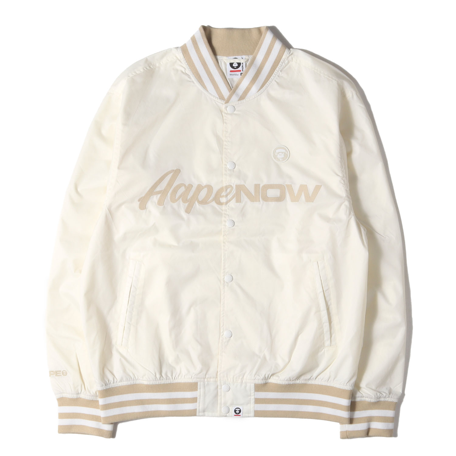 A BATHING APE 袖レザー　ワッペン　スタジャン 赤/白 STUSSY BAPE 袖レザー スタジャン BAPE ベイプ ape エイプ