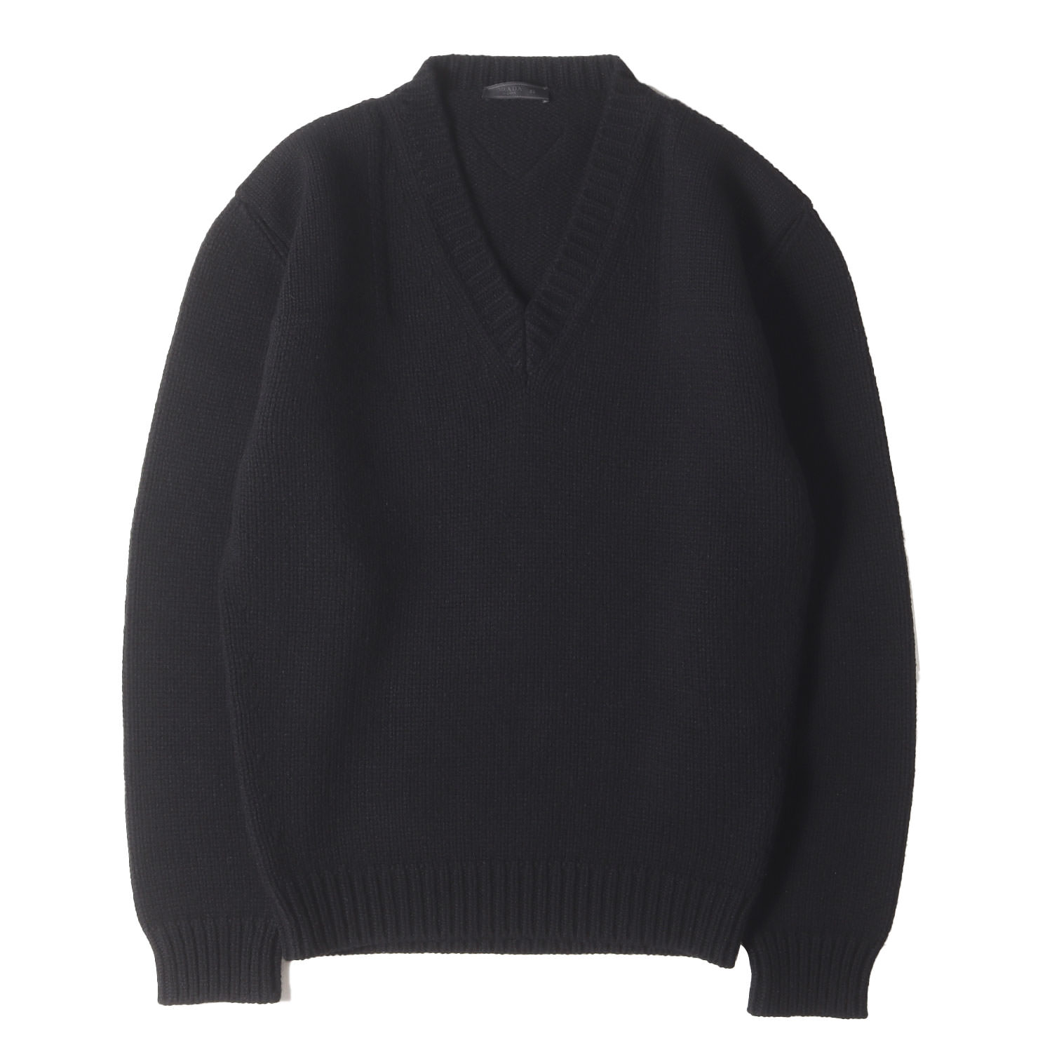 PRADA プラダ ウール×レザー ニットジャケット サイズ46 プラダ ウール×レザー ニットジャケット 14SS 46 ブラック AB