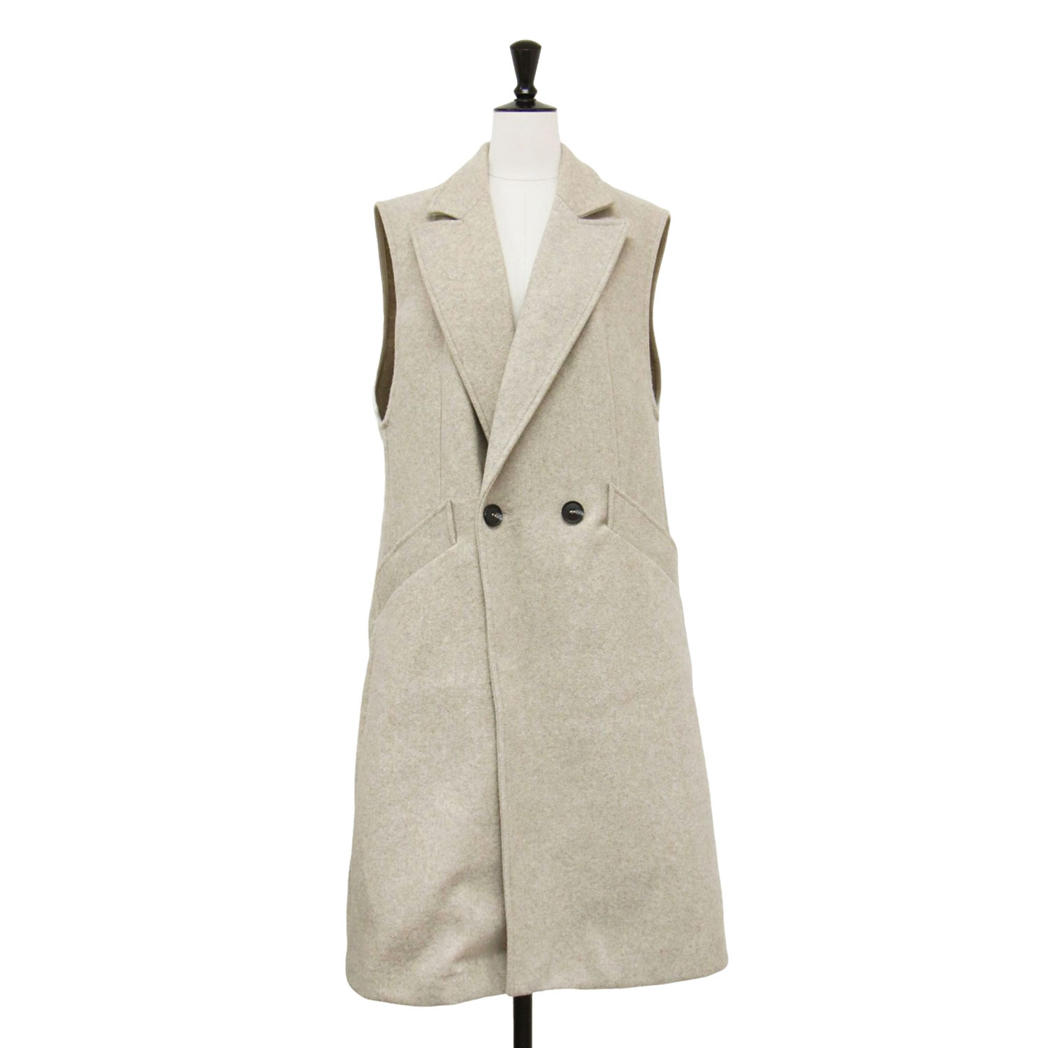 ZARA ザラ ジレ ベージュ サイズ:M | 22春夏 テーラード ロング ジレ / ベスト | 膝丈 Aライン スリット | トップス 羽織り 着回し【レディース】【中古】【K4746】
