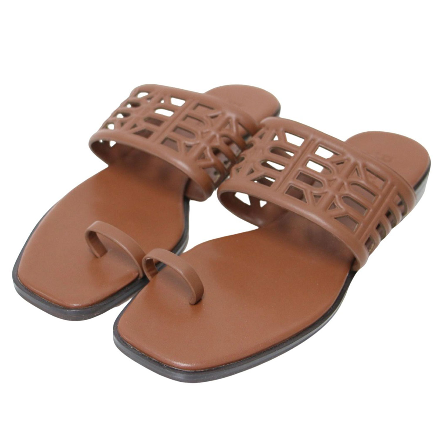 ROPE ロペ サンダル キャメル サイズ:36 1/2(23.5cm) | 24春夏 アメリア サンダル | Amelia Sandal | トングサンダル ローヒール スムース調 アナグラムモチーフ | ブランド シューズ 靴【レディース】【K4789】