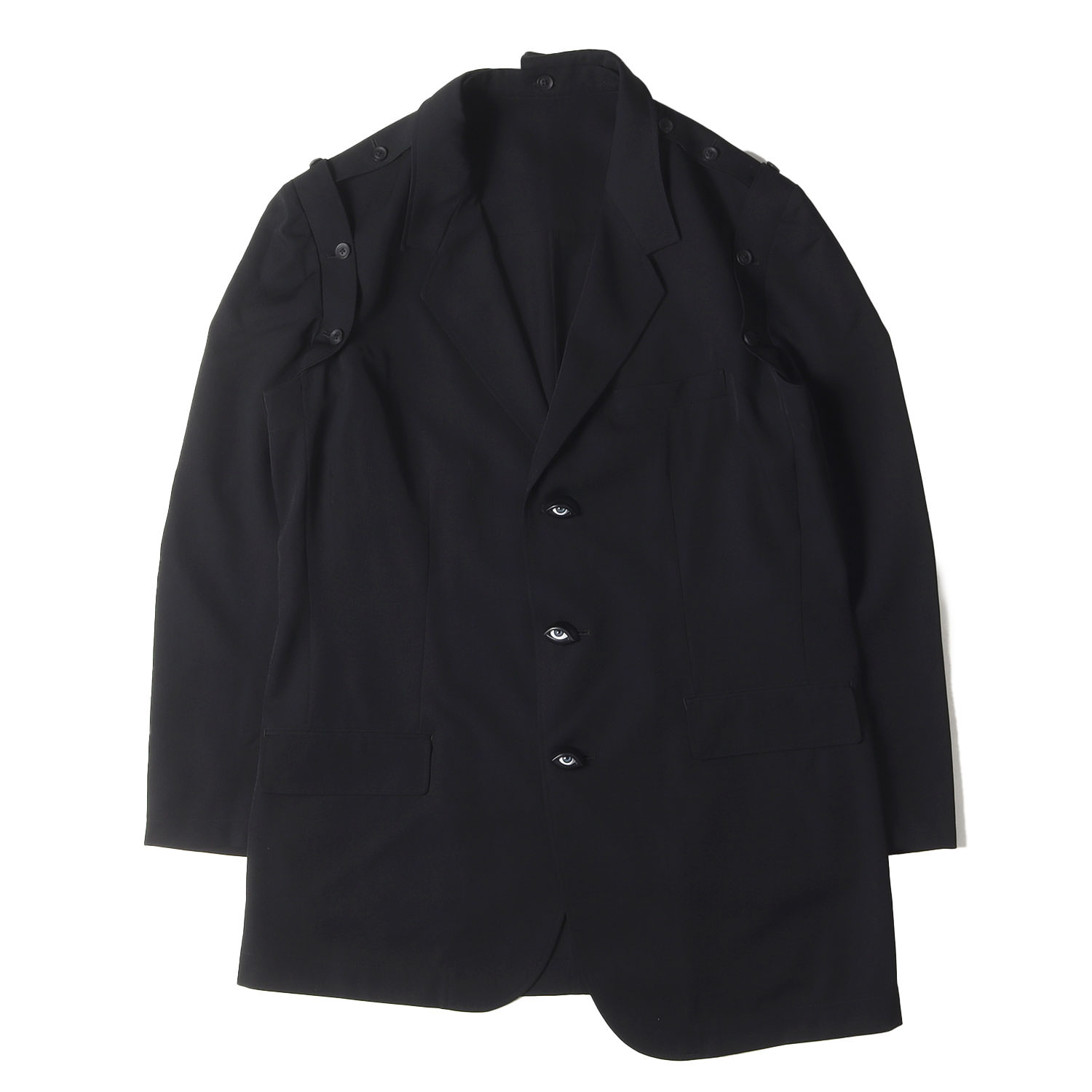 ヴィンテージ Yohji Yamamoto ピークドラペルジャケット 春夏 S CREPE de CHINE OVERSIZE NOTCHED LAPEL JACKET(M Black): S'YTE