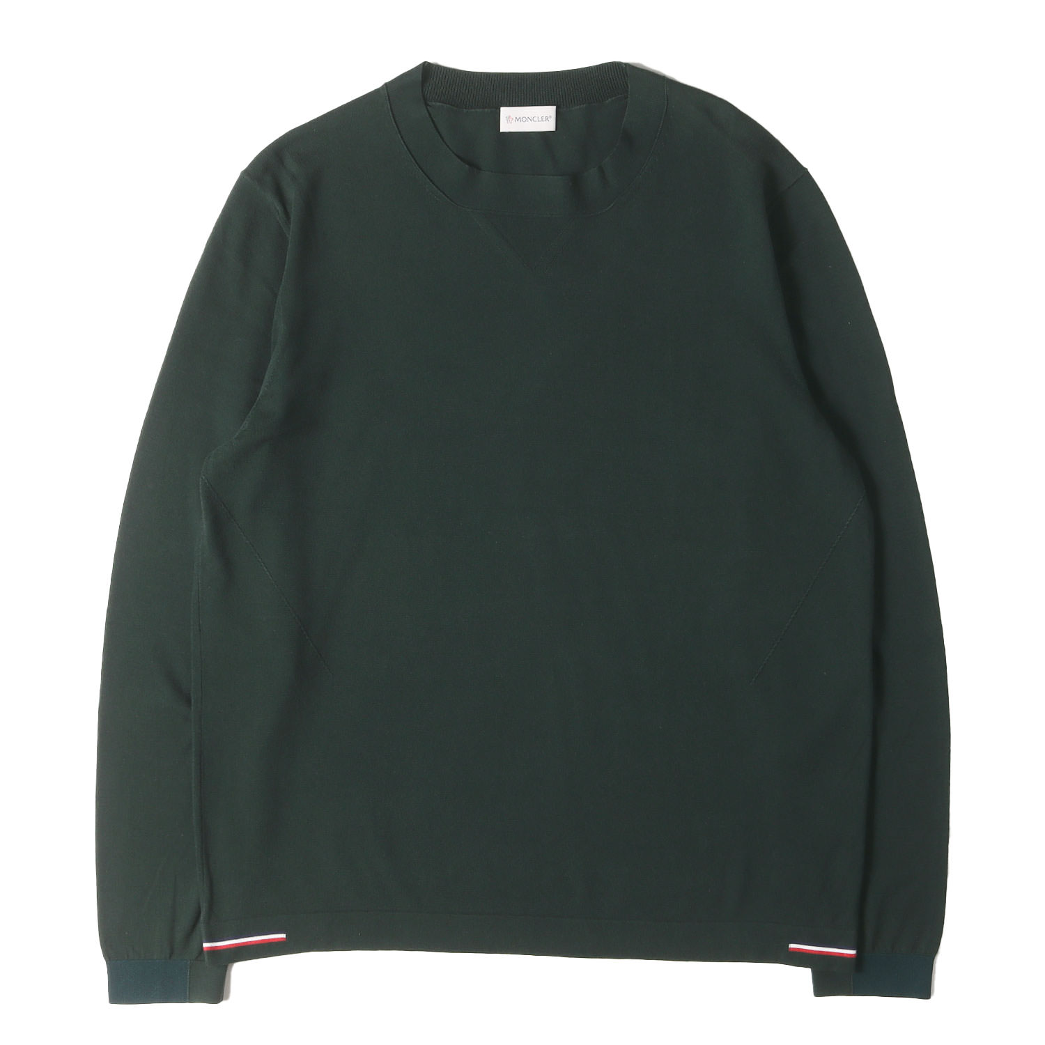 MONCLER モンクレール ニット グリーン サイズ:XL | クルーネック コットンニット (GIROCOLLO TRICOT) | トップス セーター 長袖【メンズ】【中古】【K4792】