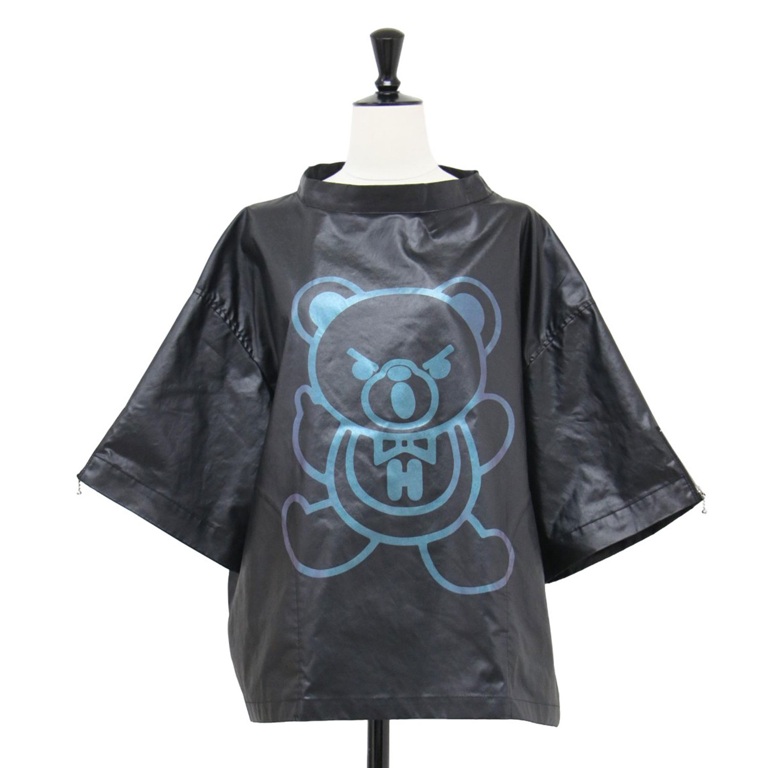 HYSTERIC GLAMOUR ヒステリックグラマー ブラウス ブラック 黒 サイズ:FREE | 20秋冬 ベア プリント プルオーバー ブラウス | 五分袖 ボトルネック ワイド エステルツイル | 日本製 | トップス シャツ カットソー Tシャツ【レディース】【中古】【K4837】｜ブランド古着のBEEGLE by Boo-Bee 8,869円