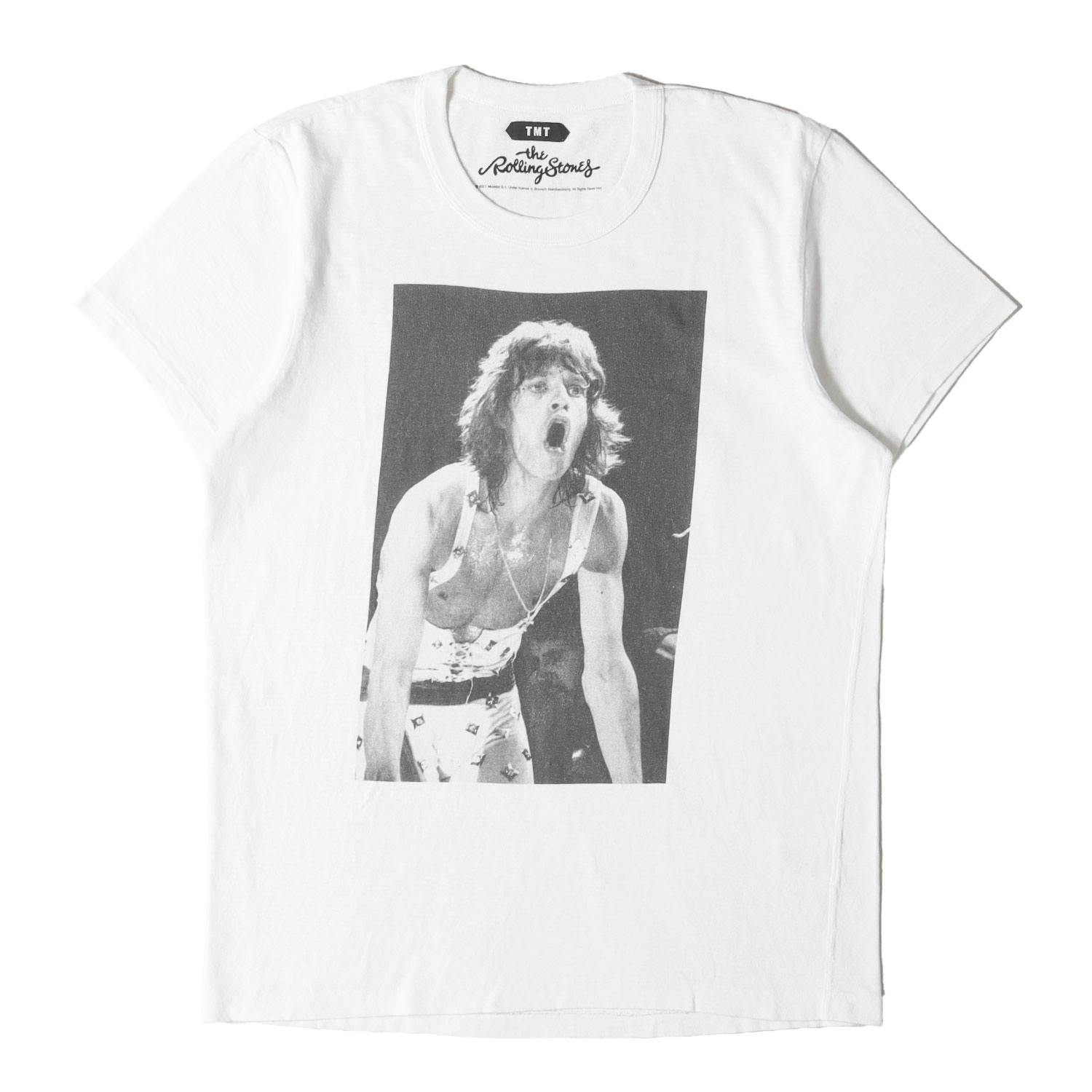 TMT ティーエムティー Tシャツ 白 ホワイト サイズ:L | 21SS ×The Rolling Stones ミック・ジャガー フォト Tシャツ | コラボ 半袖 ショート ハーフ スリーブ カットソー【メンズ】【中古】【美品】【K4781】