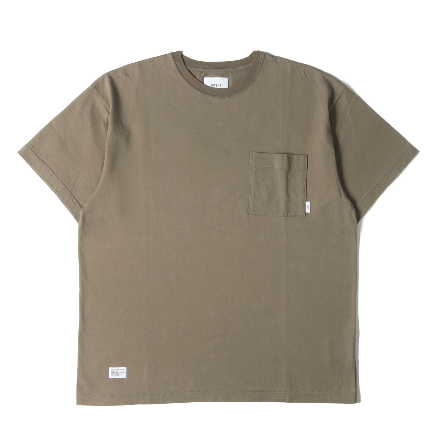 WTAPS ダブルタップス ティーシャツ オリーブドラブ 大きさ:M | 25SS 飾り気のない 隠し ティーシャツ | AII / SS / COTTON | 分かりやすい ポケT 半袖 遊撃手 二分の一 衣袂 カットソー【メンズ】【中古】【美品】【K4840】