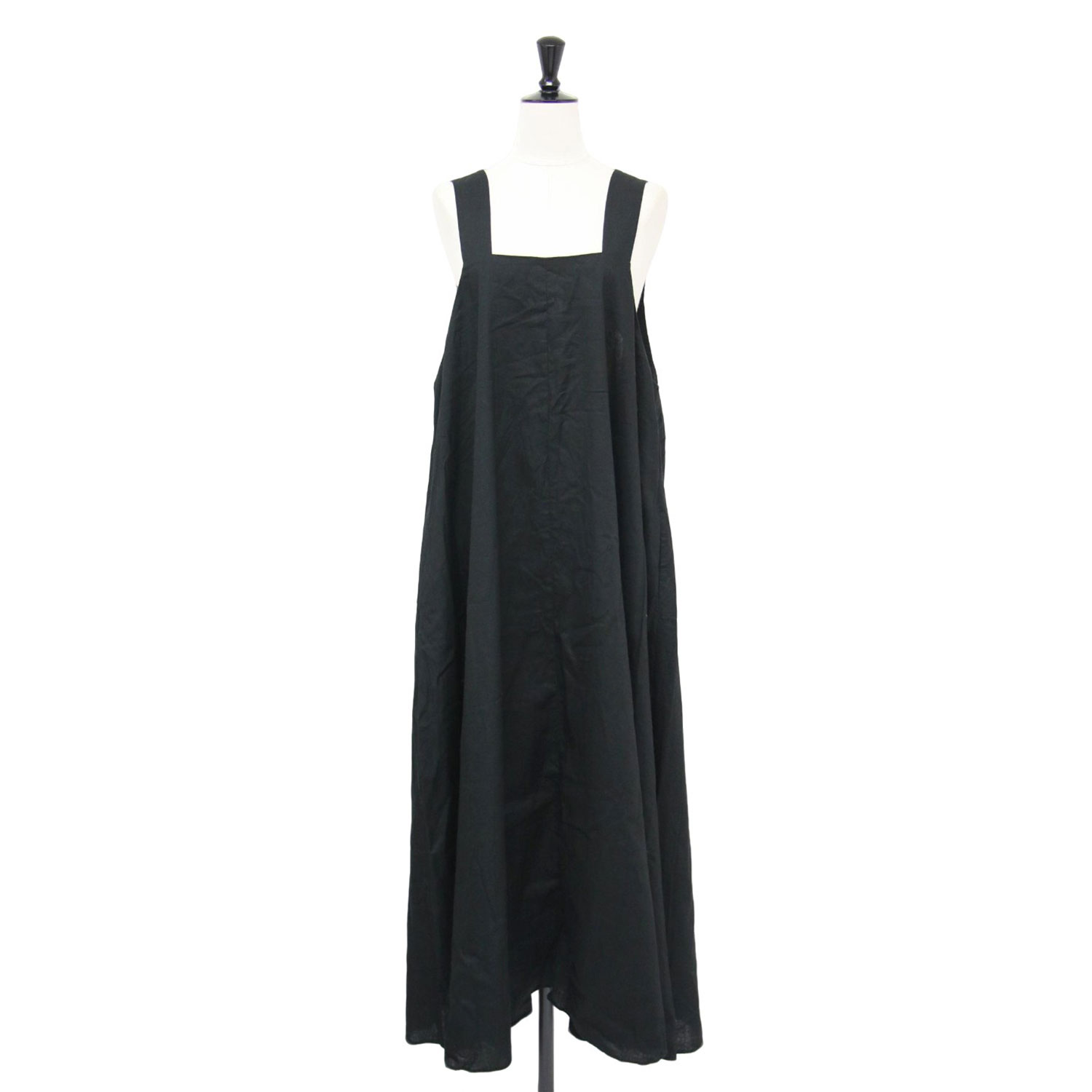 HeRIN.CYE ヘリンドットサイ ドレス ブラック 黒 サイズ:FREE | 24春夏 コットン リネン バックオープン ドレス | Back open dress | ワンピース | ノースリーブ スクエアネック ロング丈 | トップス【レディース】【中古】【K4780】