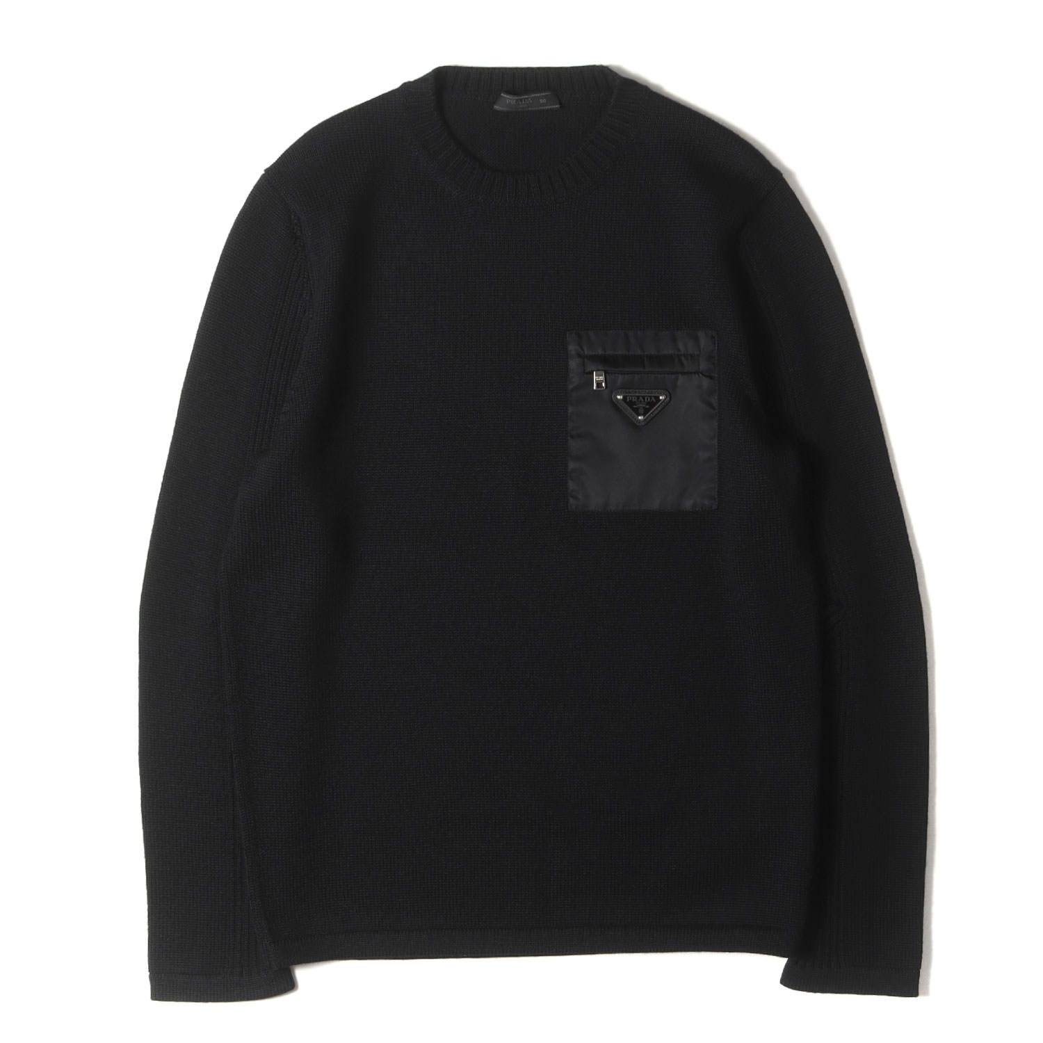 美品　現行　プラダ　カシミヤ100%　ニット　ロゴ　ブラック　Mサイズ 美品 現行 プラダ カシミヤ100% ニット ロゴ ブラック Mサイズ