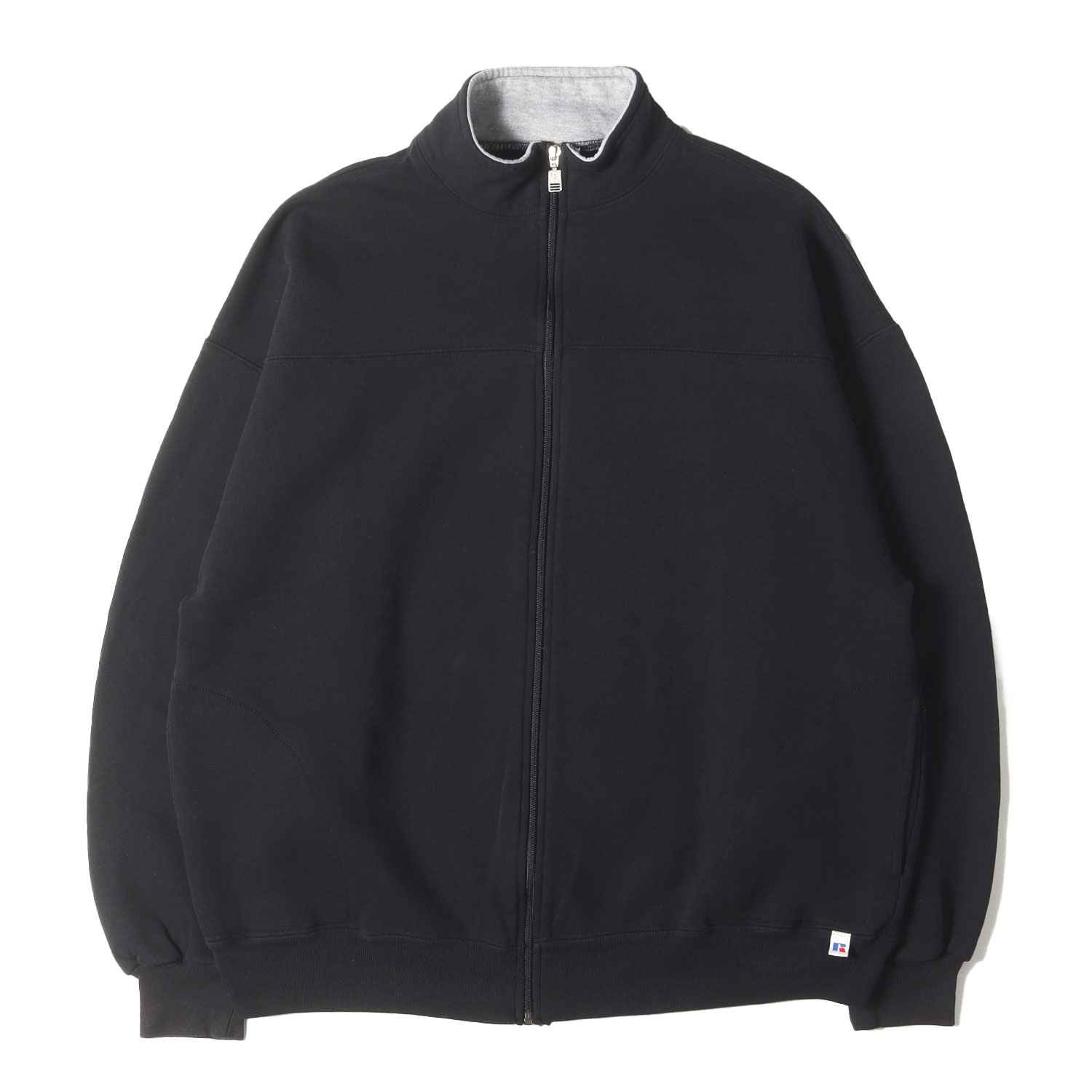Russell ラッセル ジャケット ブラック 黒 サイズ:XXL | 90s 無地 立ち襟 スウェット フルジップ トラック ジャケット | メキシコ製 | 90年代 古着 ヴィンテージ | アウター ブルゾン 上着 【メンズ】【中古】【K4585】