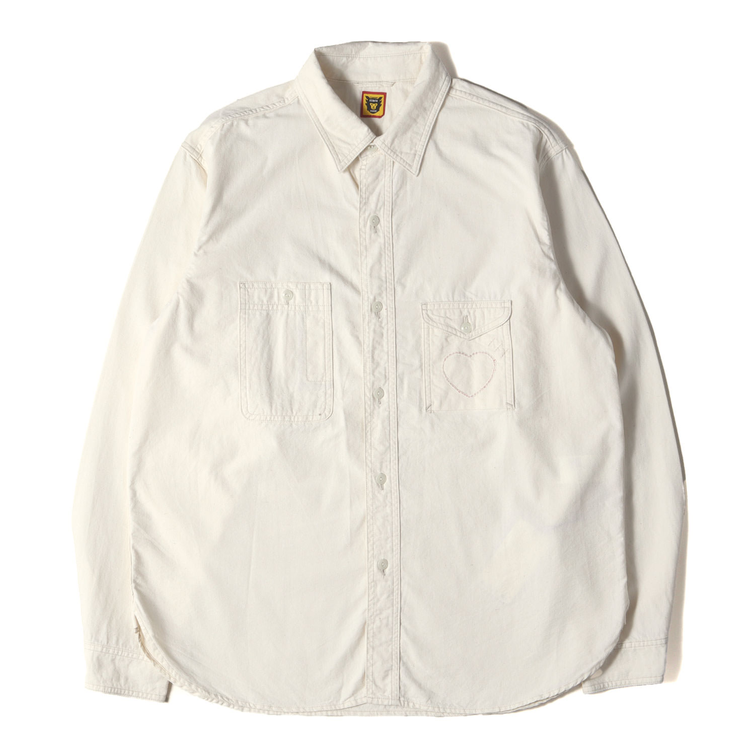 HUMAN MADE ヒューマンメイド シャツ ナチュラル サイズ:L | 24AW ハート ガチャポケット シャンブレー ワークシャツ CHAMBRAY WORK SHIRT | トップス 長袖【メンズ】【中古】【美品】【K4777】
