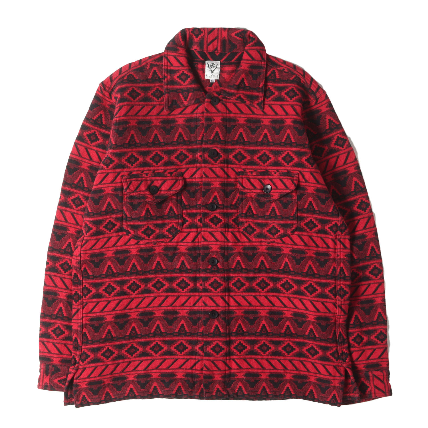 south2 west8 サウスツー ウエストエイト シャツ レッド ブラック サイズ:M | 23AW ネイティブ ジャガード シャツ (Smokey Shirt-Cotton Dobby Native Pattern NS787) | トップス カジュアルシャツ 長袖【メンズ】【中古】【美品】【K4864】|ブランド古着のBEEGLE by Boo-Bee