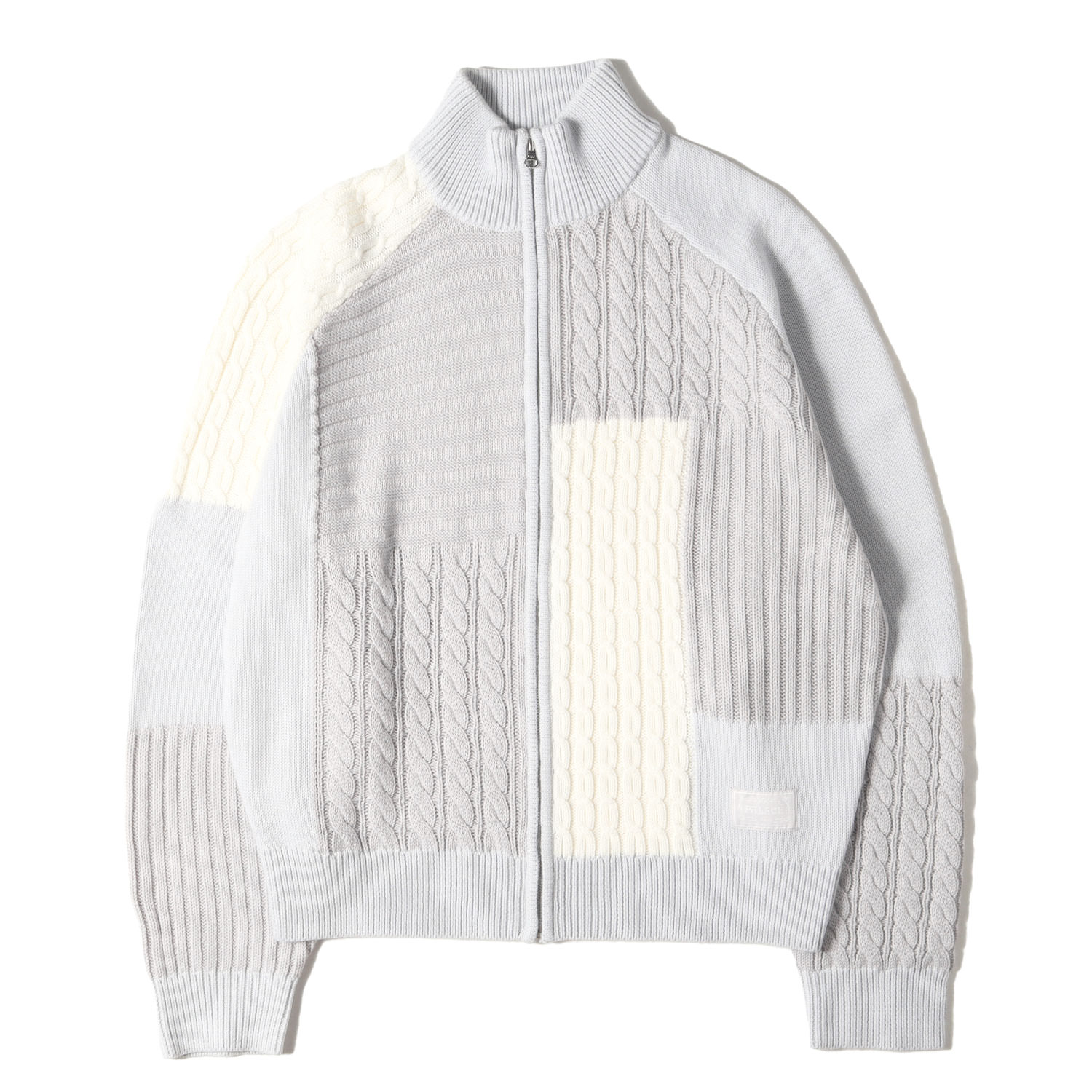 PALACE 九重の天 編み物 白いこと 薄墨色 大きさ:L | 25SS パッチワーク ジップ 編み物プルオーバー (Patchwork Zip Knit) | トップス ティーシャツ 長袖【メンズ】【K4857】