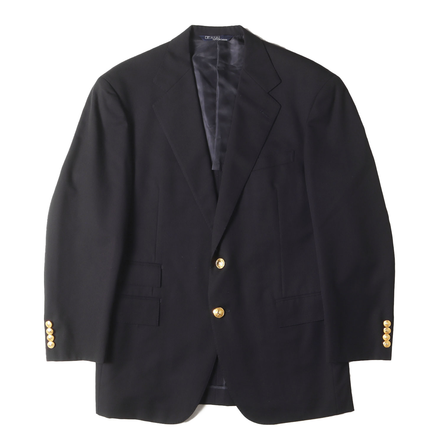 未使用級 ポロバイラルフローレン　テーラードジャケット160　ロゴ釦アンコン紺 未使用級 ポロバイラルフローレン テーラードジャケット160 ロゴ