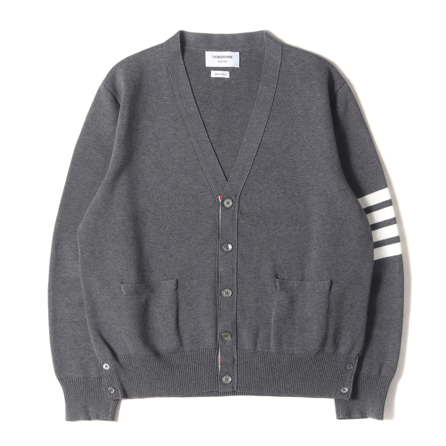 トムブラウン MKC002A-00014415 サイズ:0 4BARウールカーディガン 中古 FK04 THOM BROWNE⁄トムブラウン_men 通販 | 4BAR クラシック Vネック