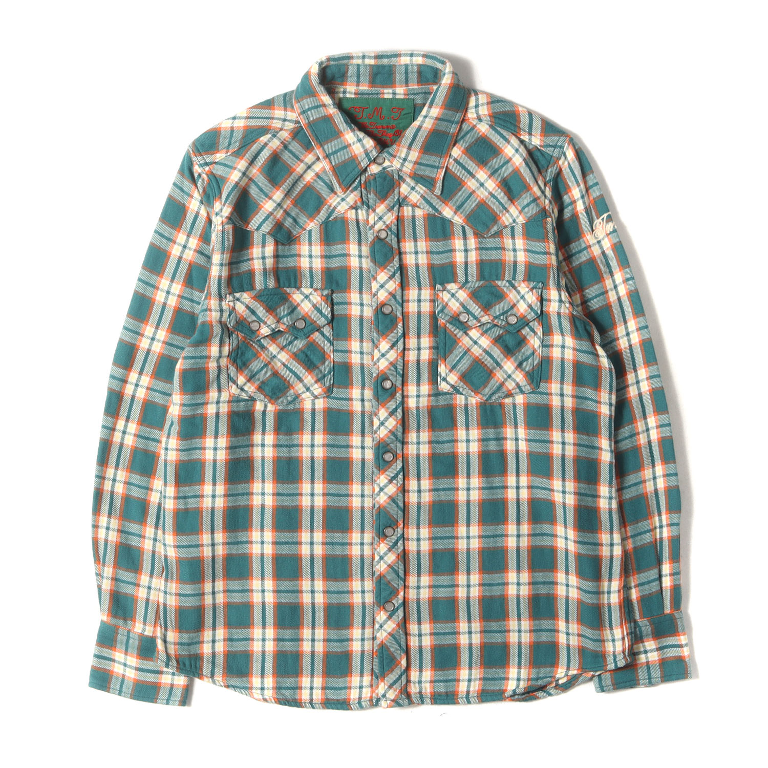 ★TMT ティーエムティー チェックシャツ/ウェスタンシャツ/ネルシャツ/イエロー/サイズＭ ウエスタンシャツ ネルシャツ 長袖 チェック柄 ブルー L（2024⁄06⁄28