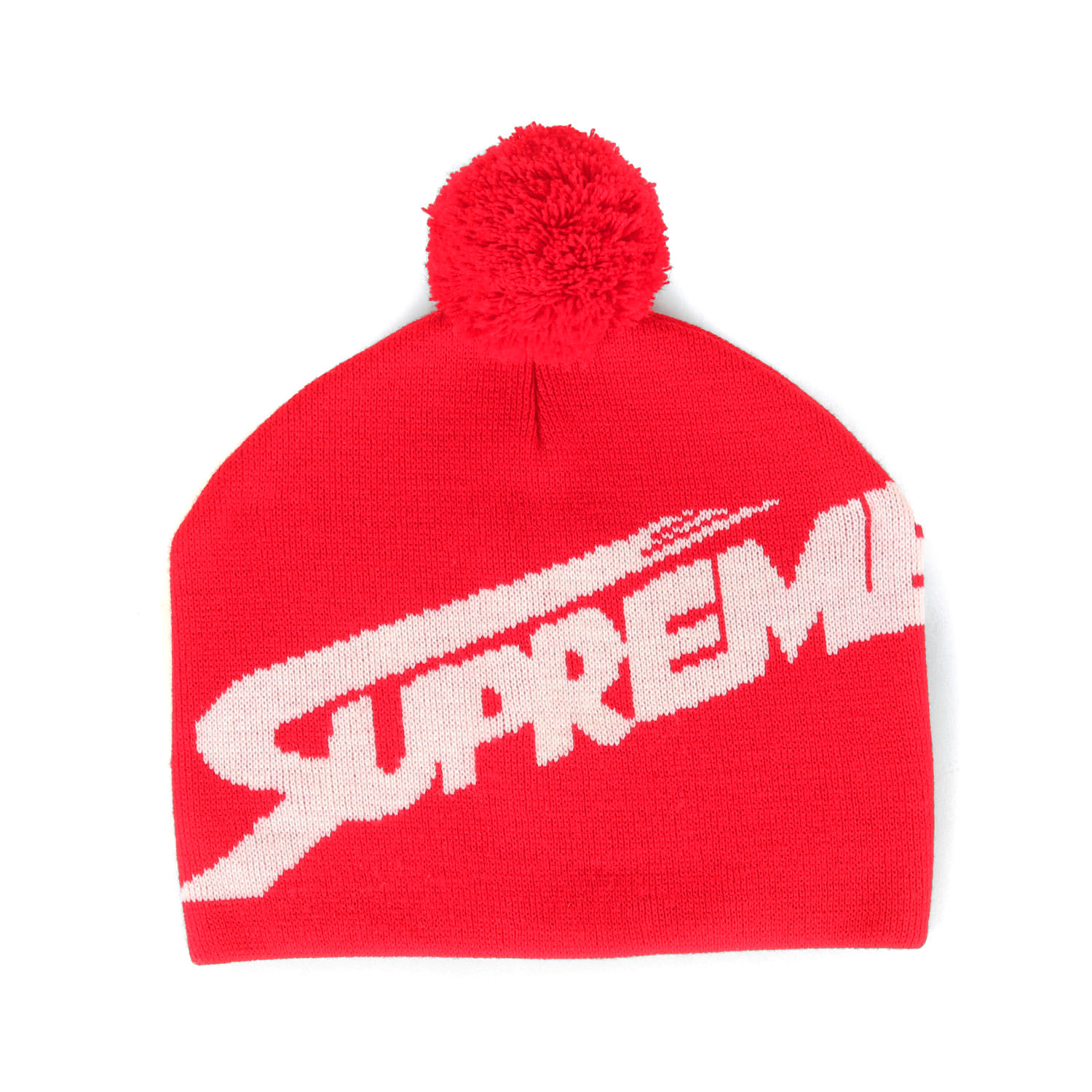 Supreme シュプリーム ビーニー レッド サイズ:FREE | 00s モンブランロゴ ボンボン ニットビーニー (Mont Blanc Beanie) | 00年代 アーカイブ | ブランド ニットキャップ 帽子【メンズ】【中古】【K4787】