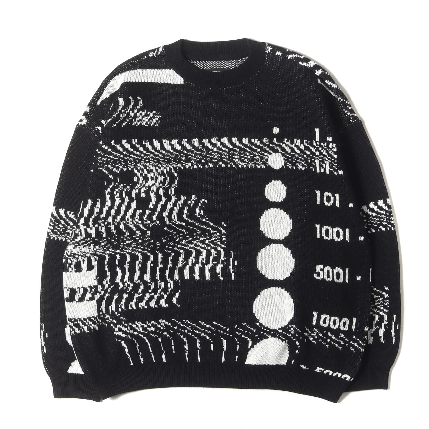 TIGHTBOOTH PRODUCTION タイトブースプロダクション 編み物 黒いこと 黒 大きさ:M | 23AW 全面グラフィック 厚地の外套大きさ 編み物スウェーター (COVID-19 KNIT SWEATER) | トップス ティーシャツ【メンズ】【中古】【美品】【K4746】