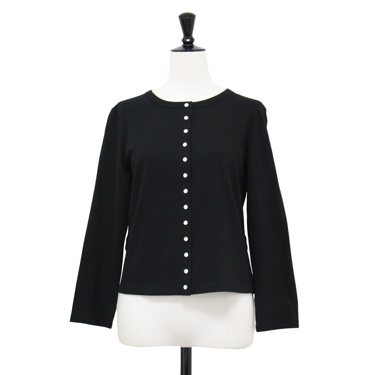 【美品】Agnès b. HOMME スナップカーディガン　黒　サイズ2 メンズ オーガニックコットン 長袖 カーディガンプレッション ｜agnès