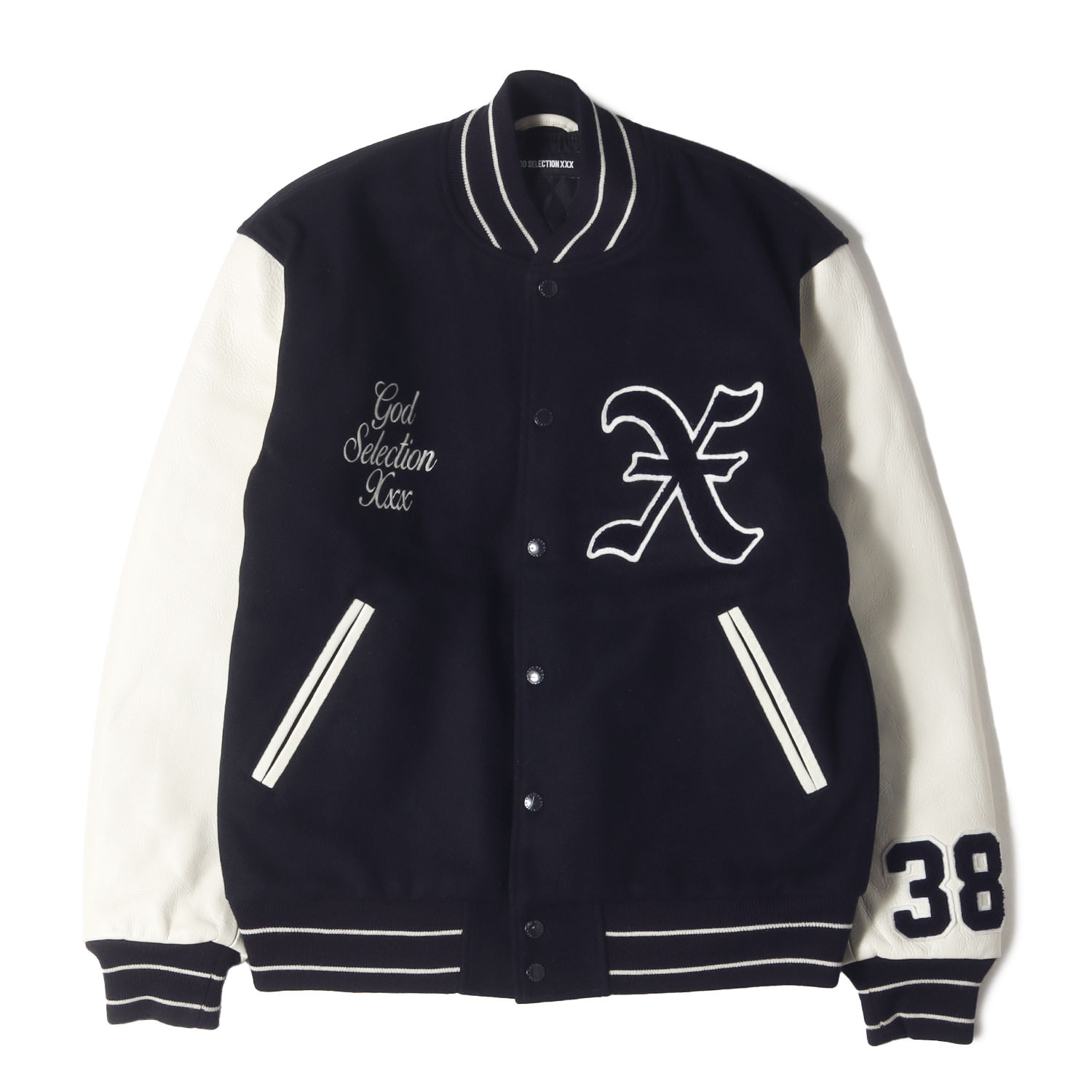 ウィンダンシー ゴッドセレクションXXX レザー 切替 スタジャン ブラック 楽天市場】【中古】GOD SELECTION XXX×WIND AND SEA 袖レザー