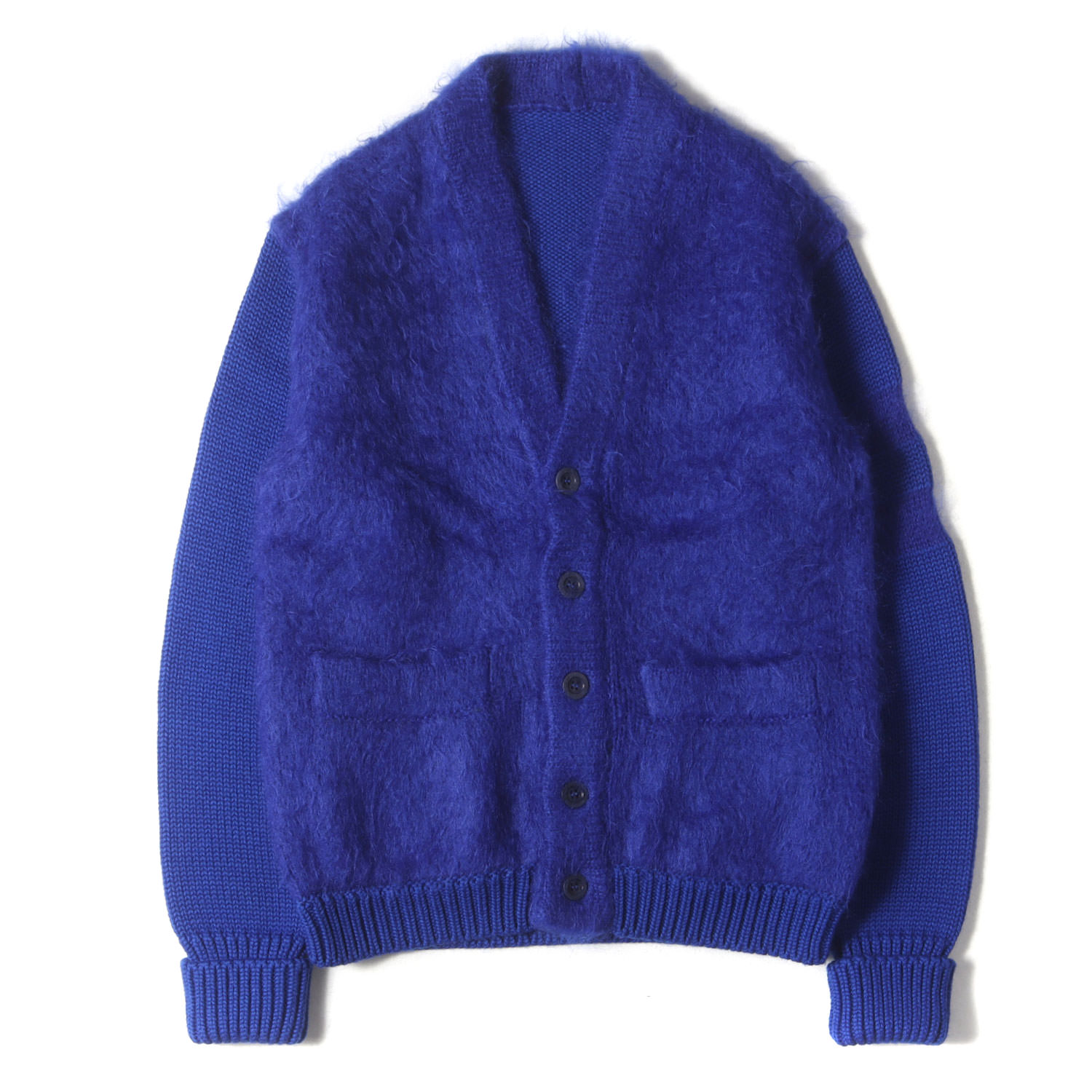 Maison Martin Margiela メゾンマルタンマルジェラ ジレー 青み 大きさ:S | シャギー モヘヤ うつり変わり 編み物 V素っ首 ジレー (S30GP0255 S16457) | トップス スウェーター【メンズ】【中古】【K4746】