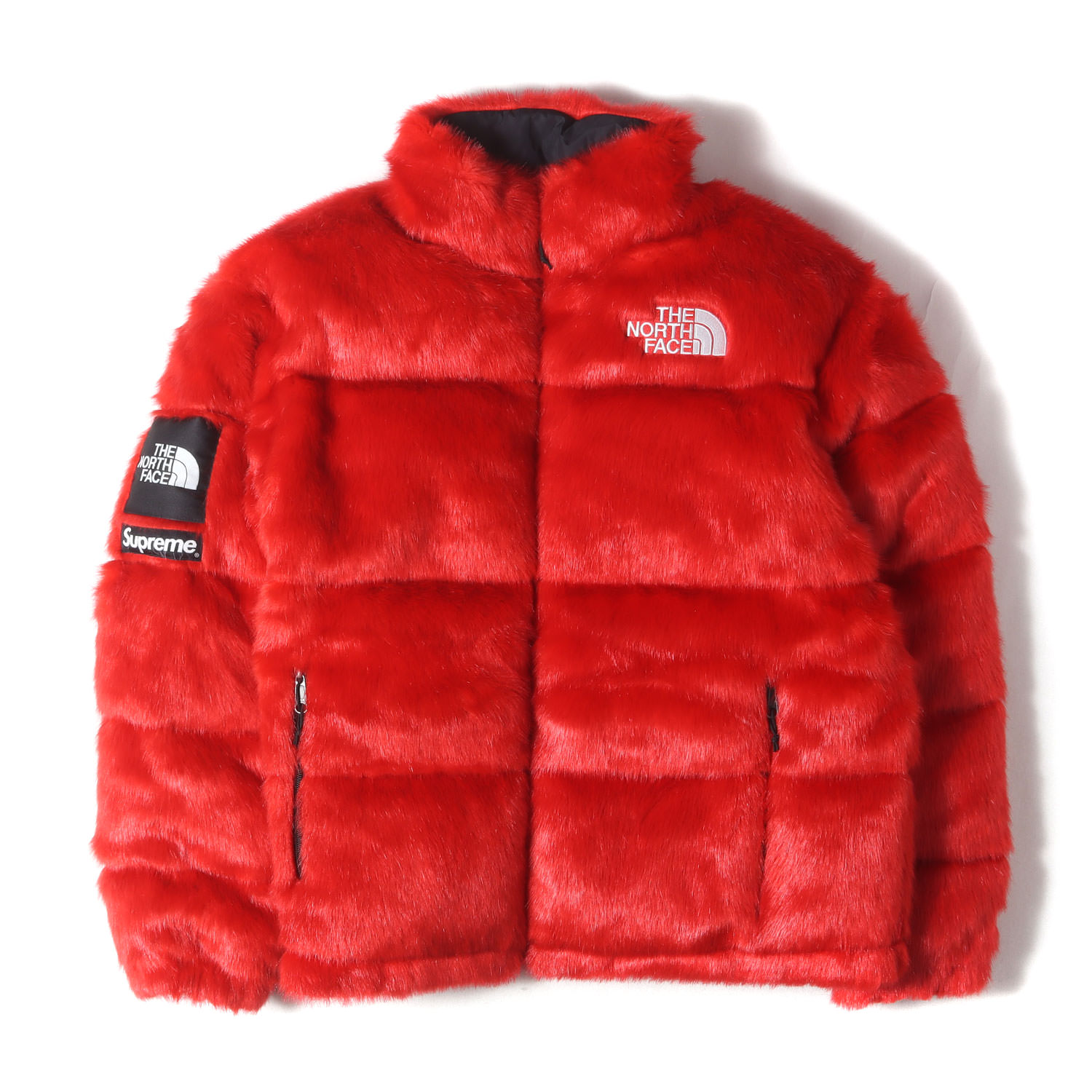 Supreme シュプリーム ジャケット レッド サイズ:M | THE NORTH FACE フェイクファー ヌプシ ダウンジャケット (Faux Fur Nuptse Jacket) | アウター ブルゾン 上着 | コラボ【メンズ】【中古】【美品】【K4792】
