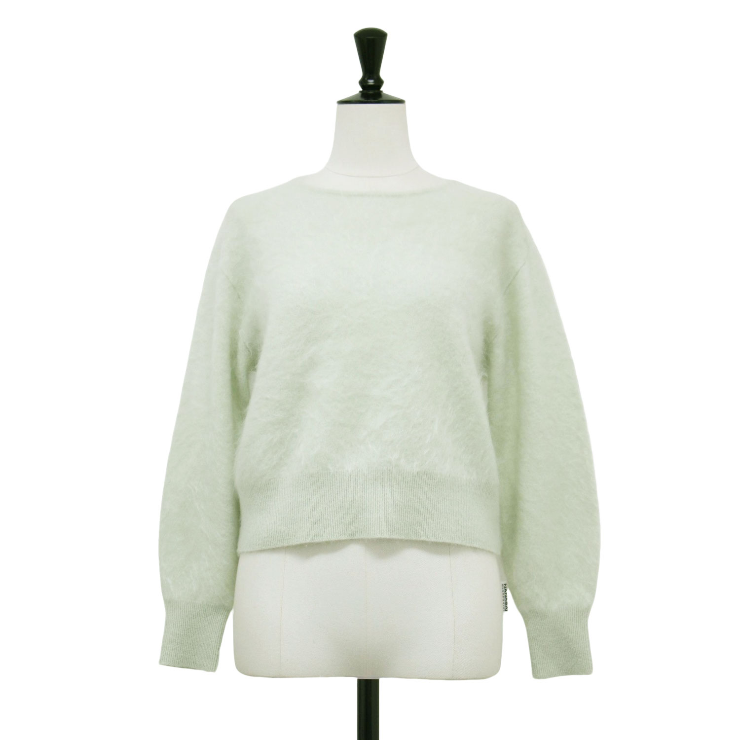 theory luxe セオリーリュクス ニット グリーン サイズ:S32(XXS) | 24秋冬 カシミヤファー プルオーバー ニット | Fur Cashmere Seran | クルーネック ショート丈 コンパクト | トップス セーター【レディース】【中古】【K4779】