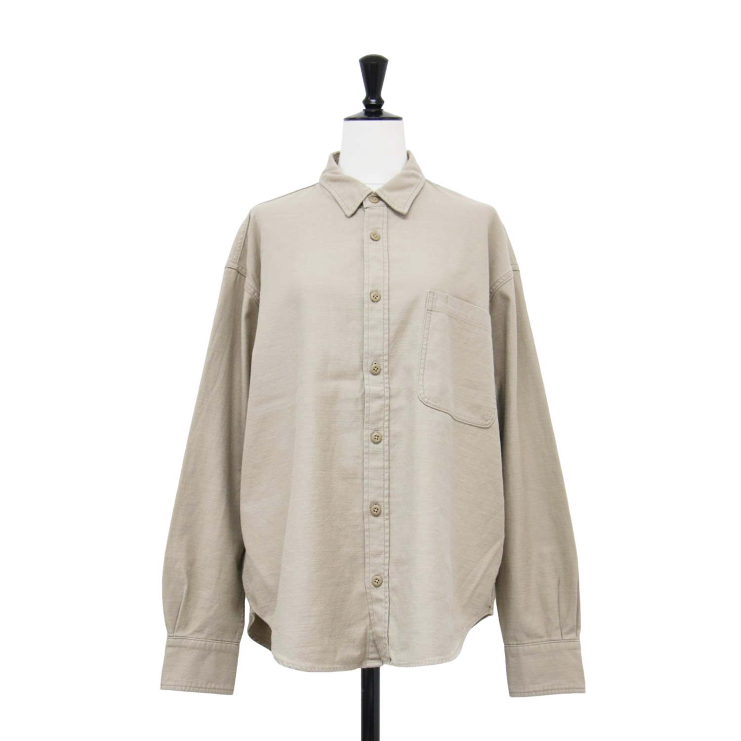Plage プラージュ シャツ ベージュ サイズ:FREE | 25春夏 バックサテン シャツ | Back Satin | 長袖 レギュラーカラー オーバーサイズ コットン | 日本製 | トップス ブラウス 【レディース】【中古】【K4787】