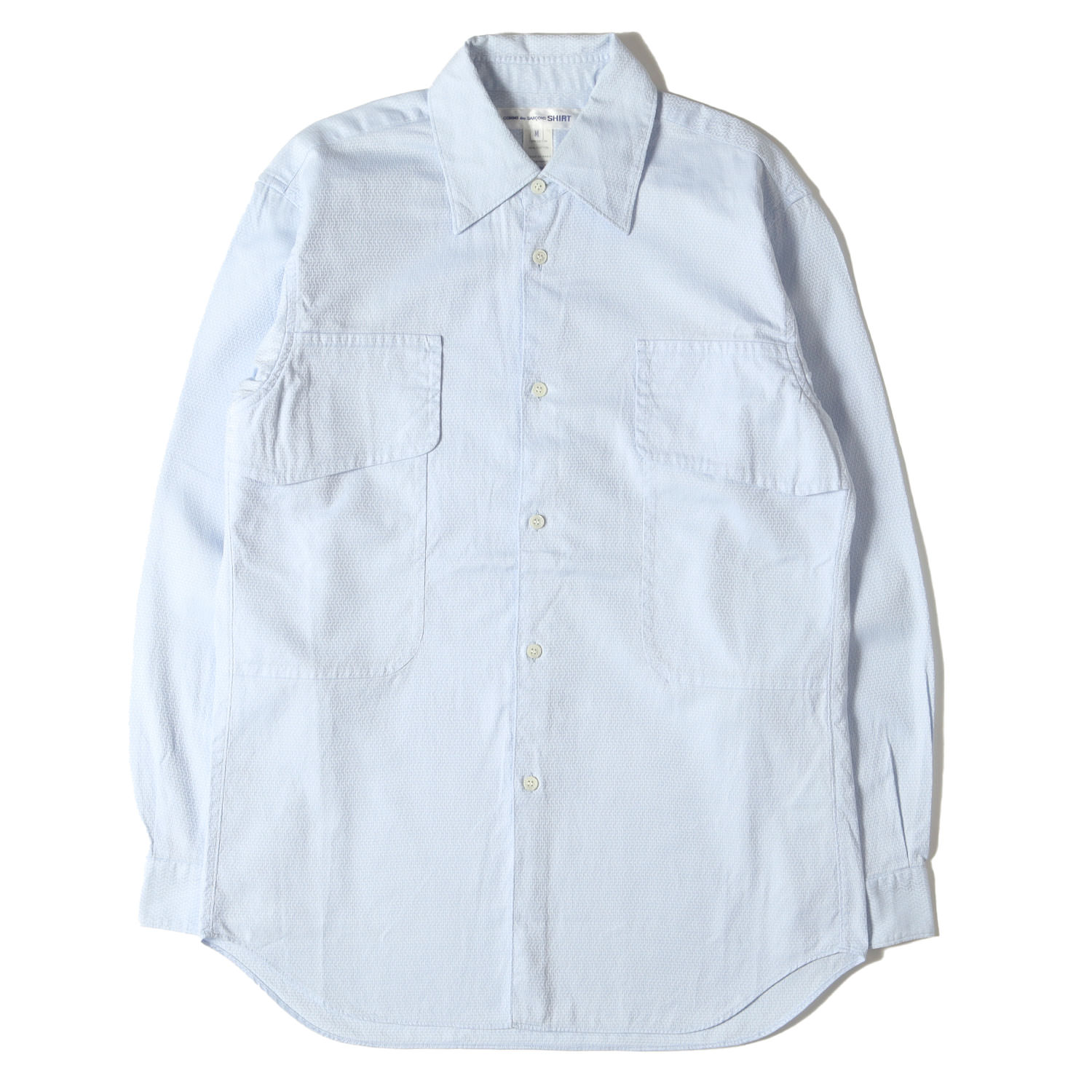 COMME des GARCONS SHIRT コムデギャルソン シャツ サックスブルー サイズ:M | 21SS ジオメトリック ジャガード ドレス シャツ (FG-B047) | MADE IN FRANCE | トップス カジュアルシャツ 長袖【メンズ】【中古】【美品】【K4787】
