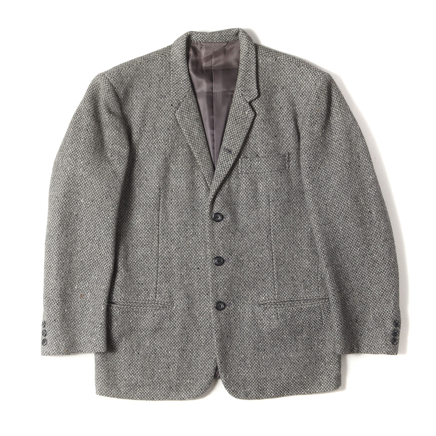Yohji Yamamoto(Ys) ヨウジヤマモト 上衣 大きさ:M 80s 毛糸 ツィード 3B テーラード 上衣 / Ys for men 薄墨色 日本製 アウター スポーツジャケット 厚地の外套【メンズ】【中古】【K4746】