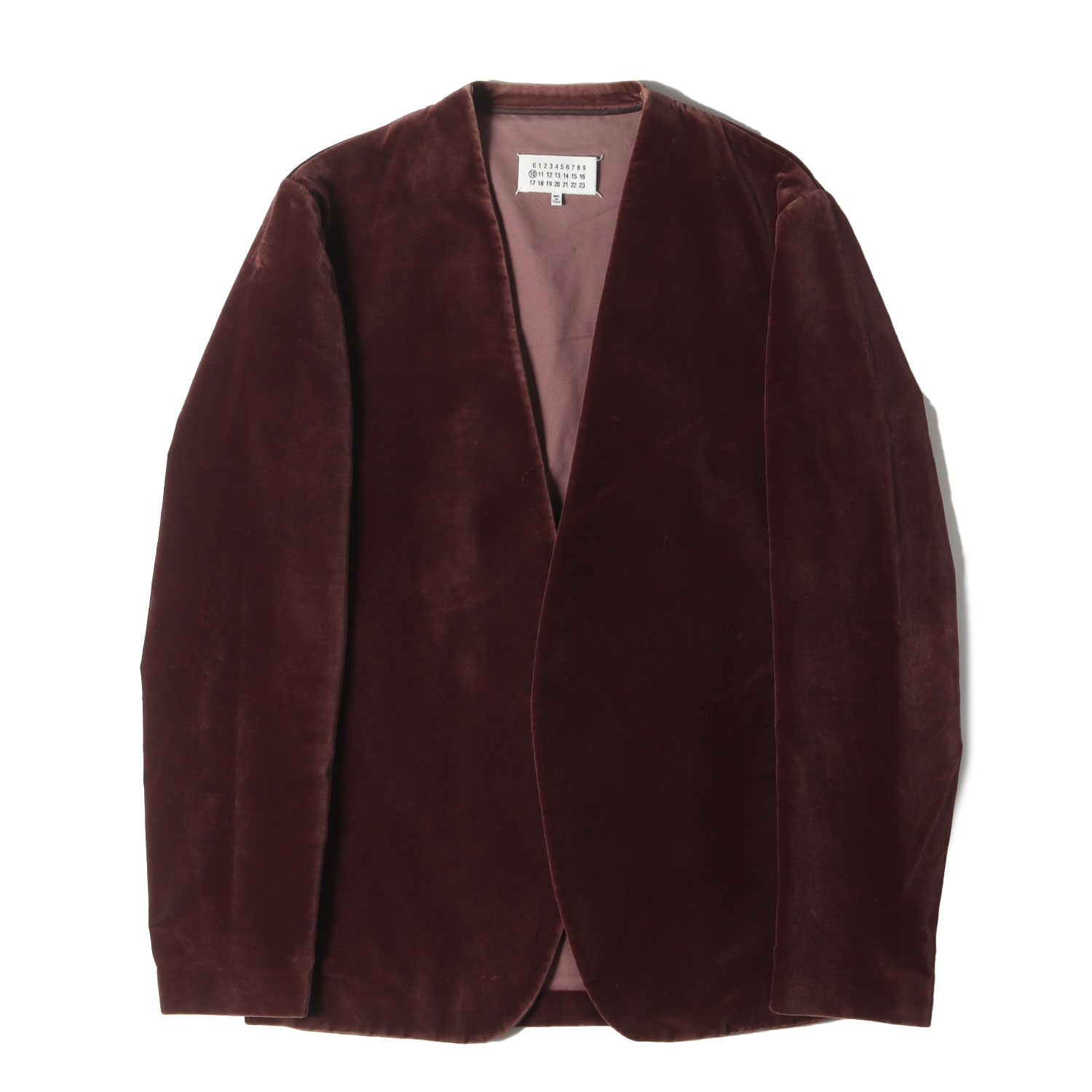 Maison Margiela メゾン マルジェラ ジャケット ブラウン サイズ:48 | ベロア ノーカラー ジャケット (S50BN0299 S45156) | アウター ブレザー ブルゾン 上着 | イタリア製【メンズ】【中古】【K4779】