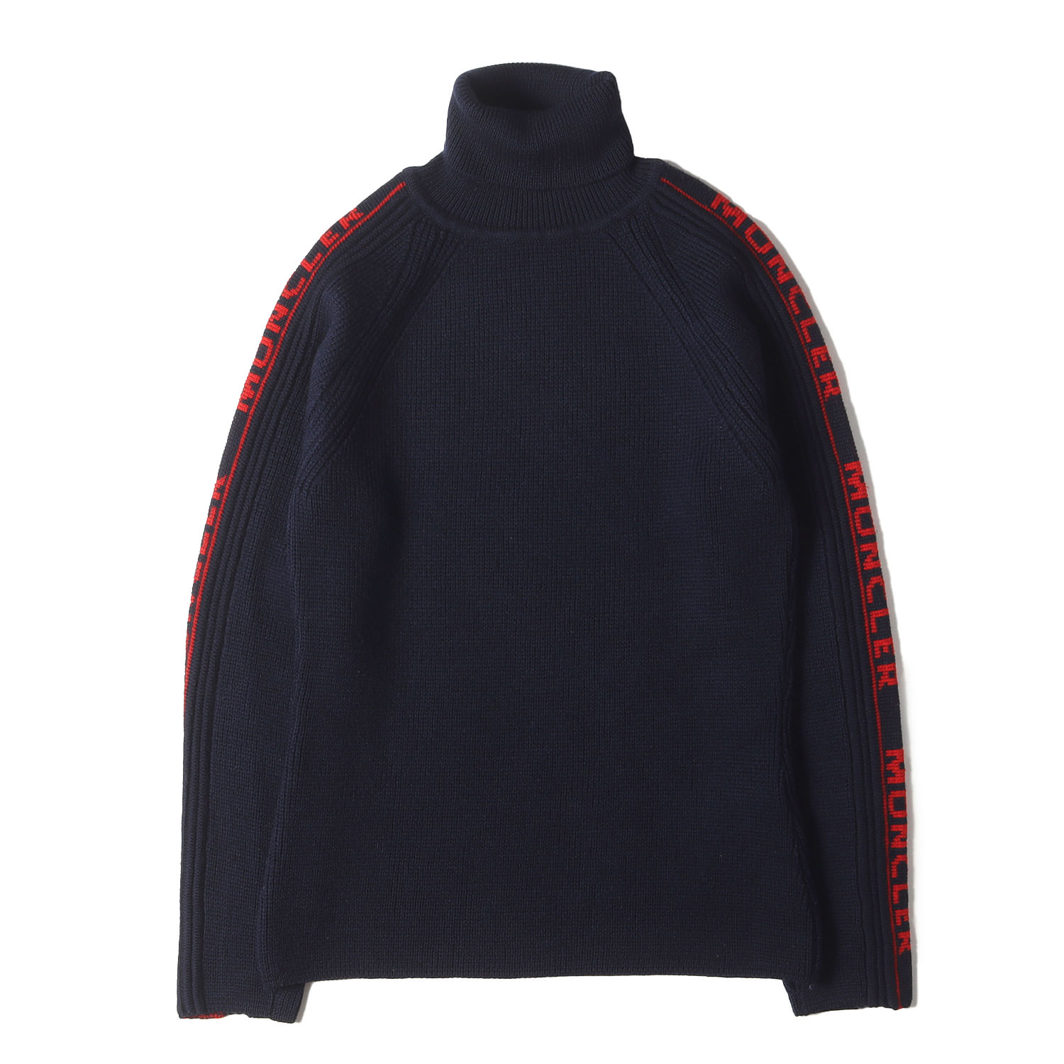 MONCLER モンク軌跡 編み物 米国海軍 紺 大きさ:XS | 腕ロゴタイプ タートルネック ラグラン 毛糸 編み物 (MAGLIONE) | トップス プルオーバー【メンズ】【中古】【K4857】