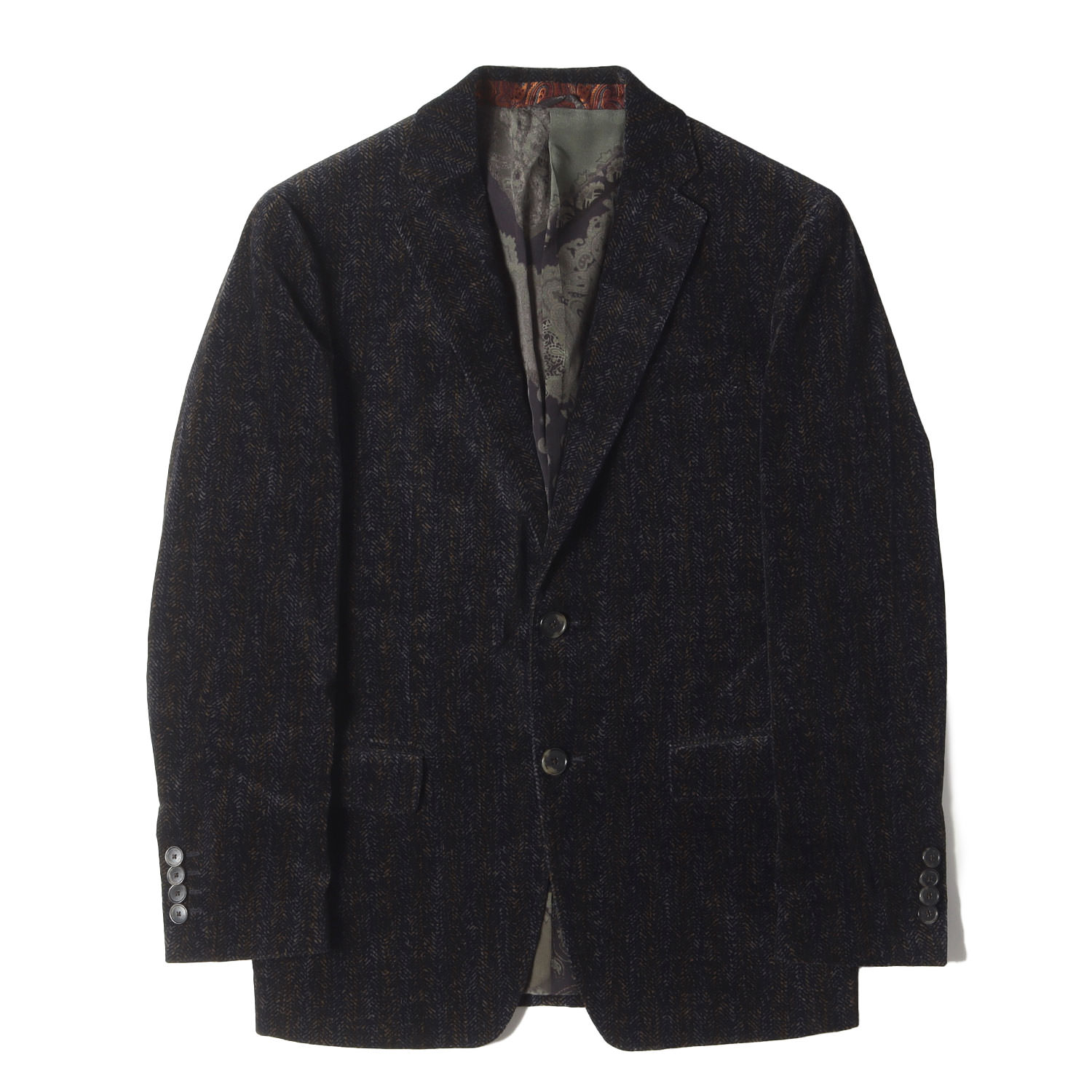 ETRO エトロ ジャケット ネイビー オレンジ サイズ:46 | シルク ストレッチ ベロア テーラード ジャケット | イタリア製 | アウター ブレザー 上着【メンズ】【中古】【K4857】｜ブランド古着のBEEGLE by Boo-Bee
