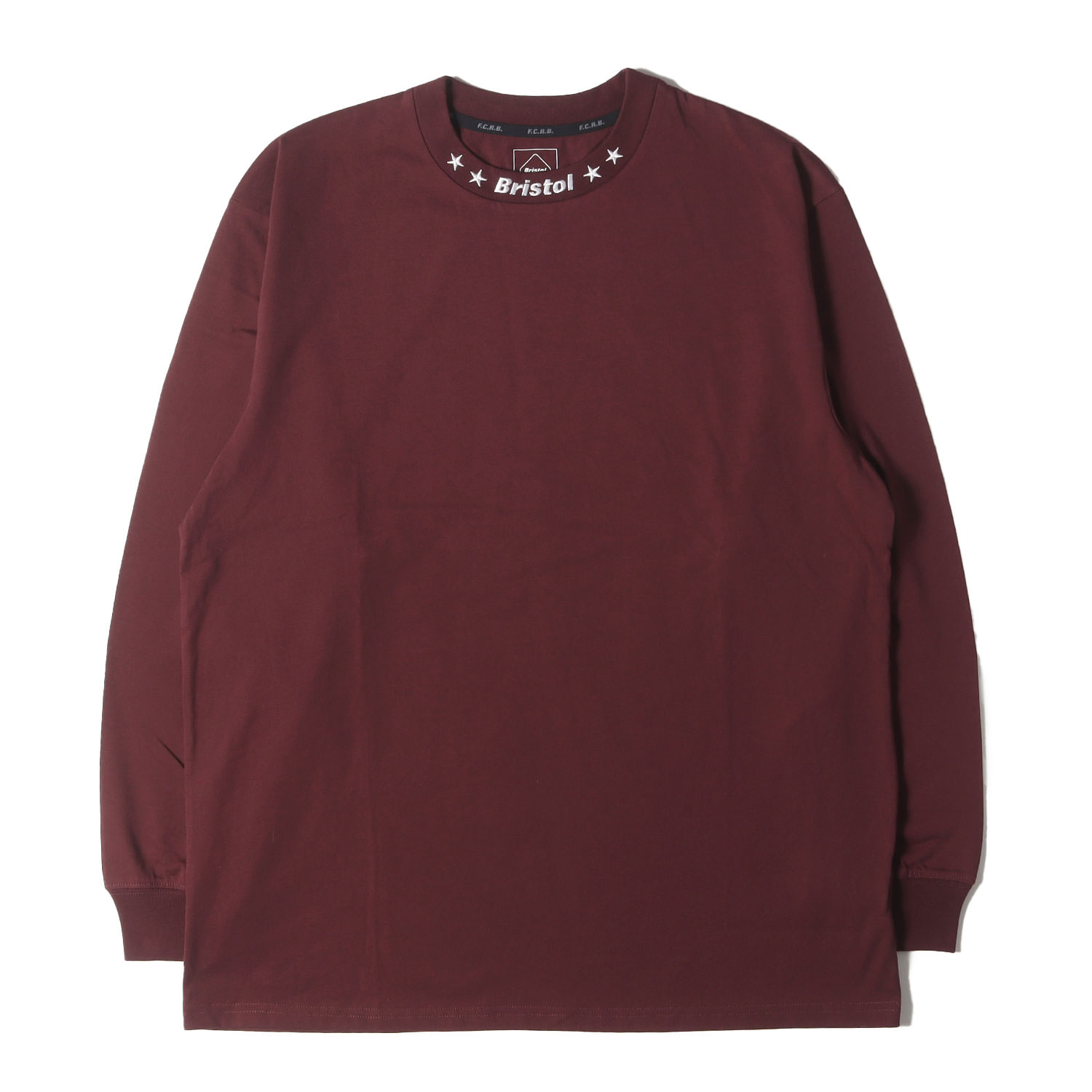 F.C.Real Bristol エフシーレアルブリストル ティーシャツ ボルドーワイン 大きさ:XL | はやりっ児見澄ます 肋筋刺しゅう ロング衣袂 ティーシャツ (L/S RIBBED EMBROIDERED) | トップス カットソー 長袖【メンズ】【K4746】