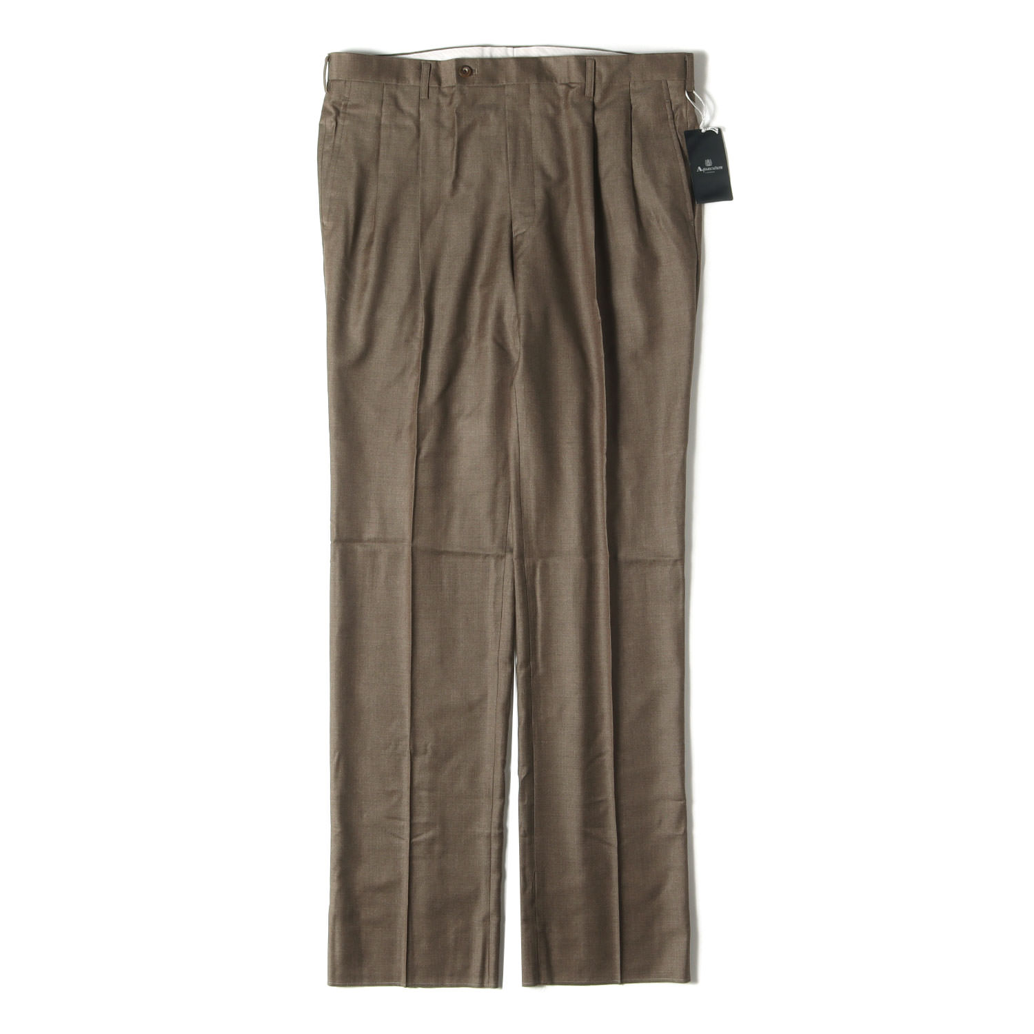 Aquascutum アクアスキュータム パンツ グレイッシュベージュ サイズ:97 | ツータック ウールサージ トラウザー スラックス パンツ | MADE IN JAPAN | ボトムス ズボン【メンズ】【K4787】