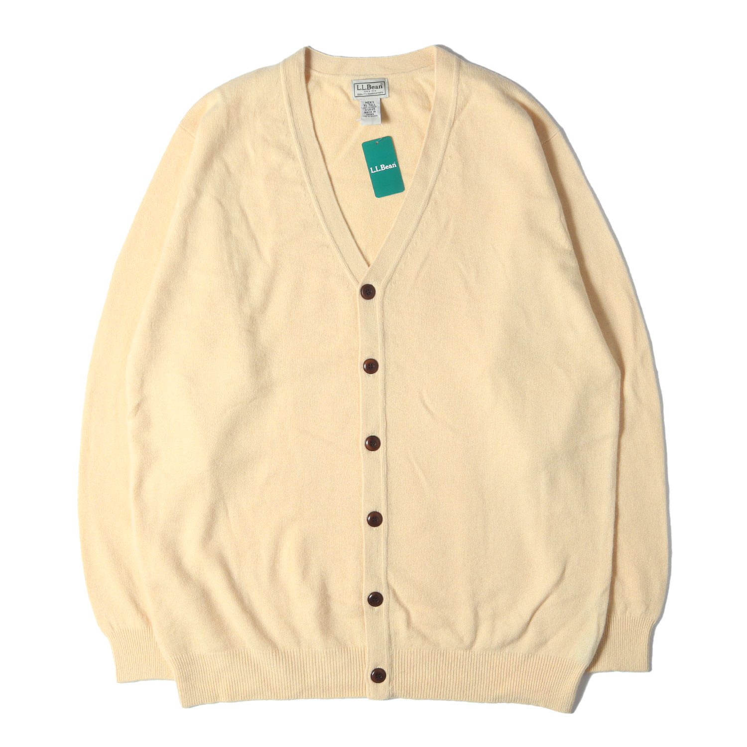 L.L.Bean エルエルビーン カーディガン ペールイエロー サイズ:XL-TALL | Vネック カシミヤ ニット カーディガン | トップス セーター【メンズ】【K4783】