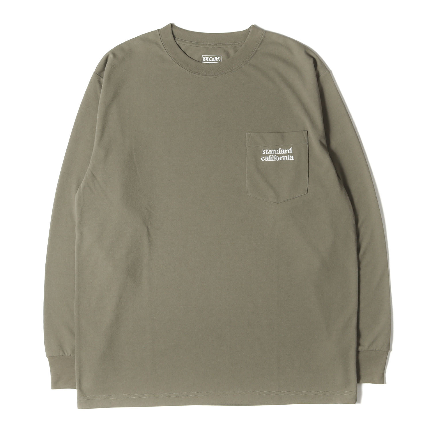 STANDARD CALIFORNIA スタンダードカリフォルニア Tシャツ オリーブ サイズ:L | 25SS テックドライ ロゴ刺繍 ポケット ロングスリーブ Tシャツ (SD Tech Dry Active Logo Pocket Long Sleeve T) | トップス カットソー 長袖【メンズ】【中古】【美品】【K4783】