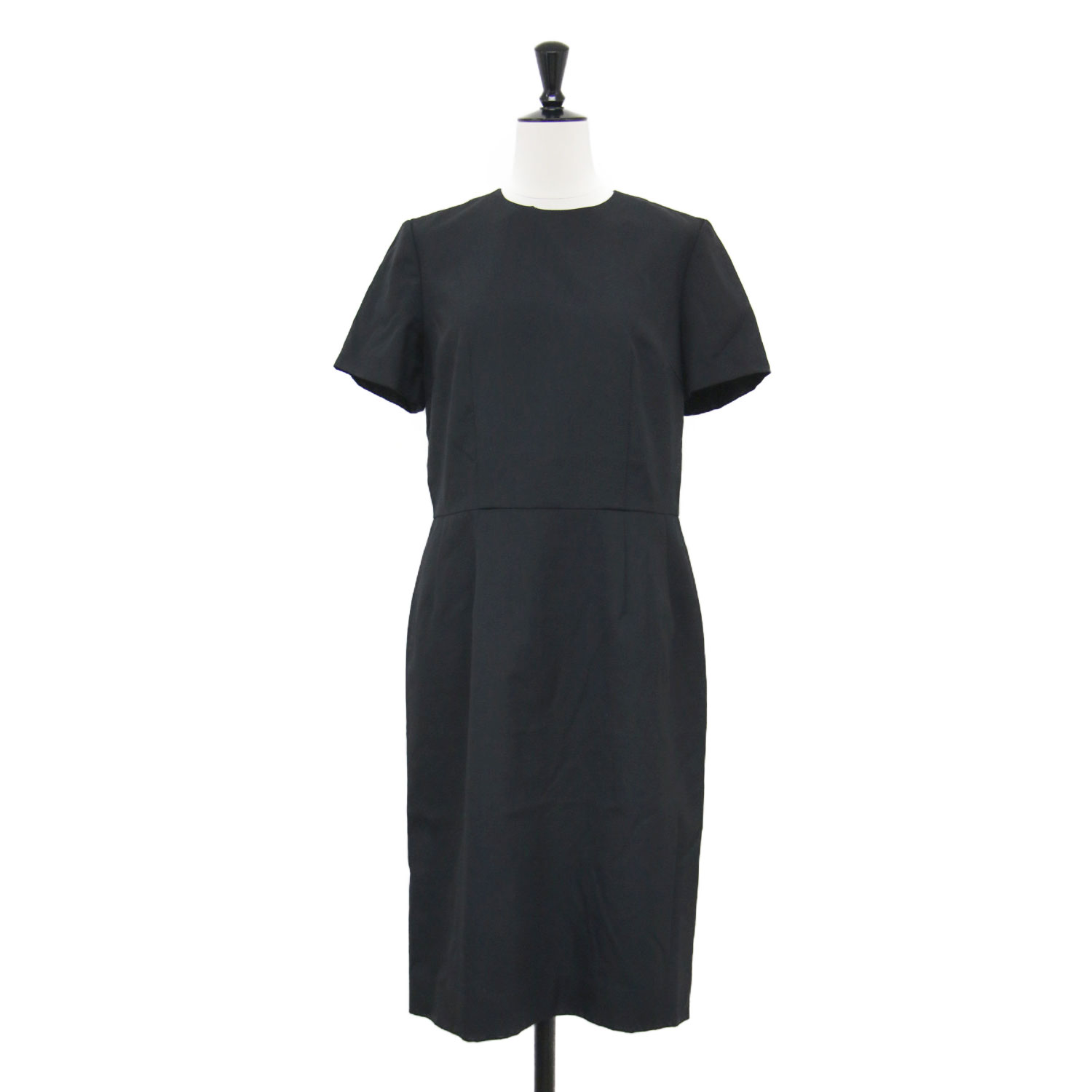 robe de chambre COMME des GARCONS コムデギャルソン ワンピース ブラック 黒 サイズ:M | ウール 半袖 ワンピース | ミディ丈 クルーネック Iライン | 日本製 | トップス ドレス【レディース】【中古】【K4783】