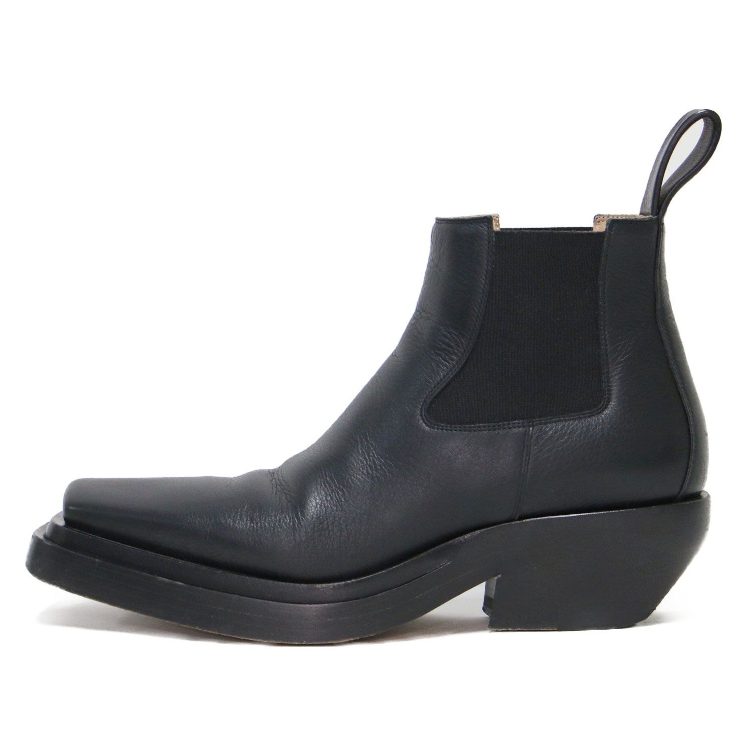 BOTTEGA VENETA ボッテガヴェネタ サイズ:38(25.0cm) | 20秋冬 レザー サイドゴア アンクルブーツ | チャンキーヒール スクエアトゥ ショートブーツ | ブラック 黒 | イタリア製 ブランド シューズ 靴【レディース】【中古】【K4696】画像