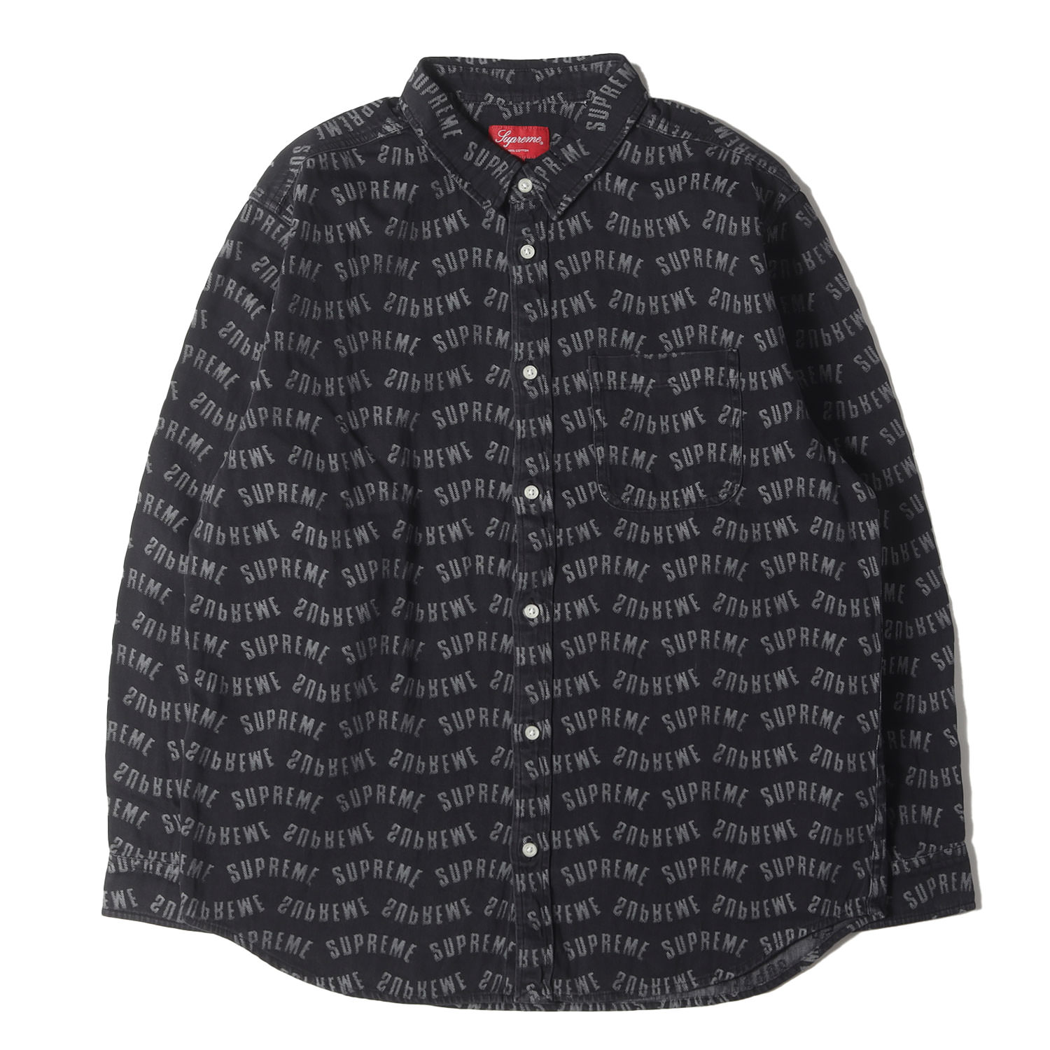 Supreme シュプリーム シャツ ブラック 黒 サイズ:L | 22SS アーチロゴ ジャガード デニムシャツ (Arc Jacquard Denim Shirt) | トップス カジュアルシャツ 長袖【メンズ】【中古】【美品】【K4858】｜ブランド古着のBEEGLE by Boo-Bee