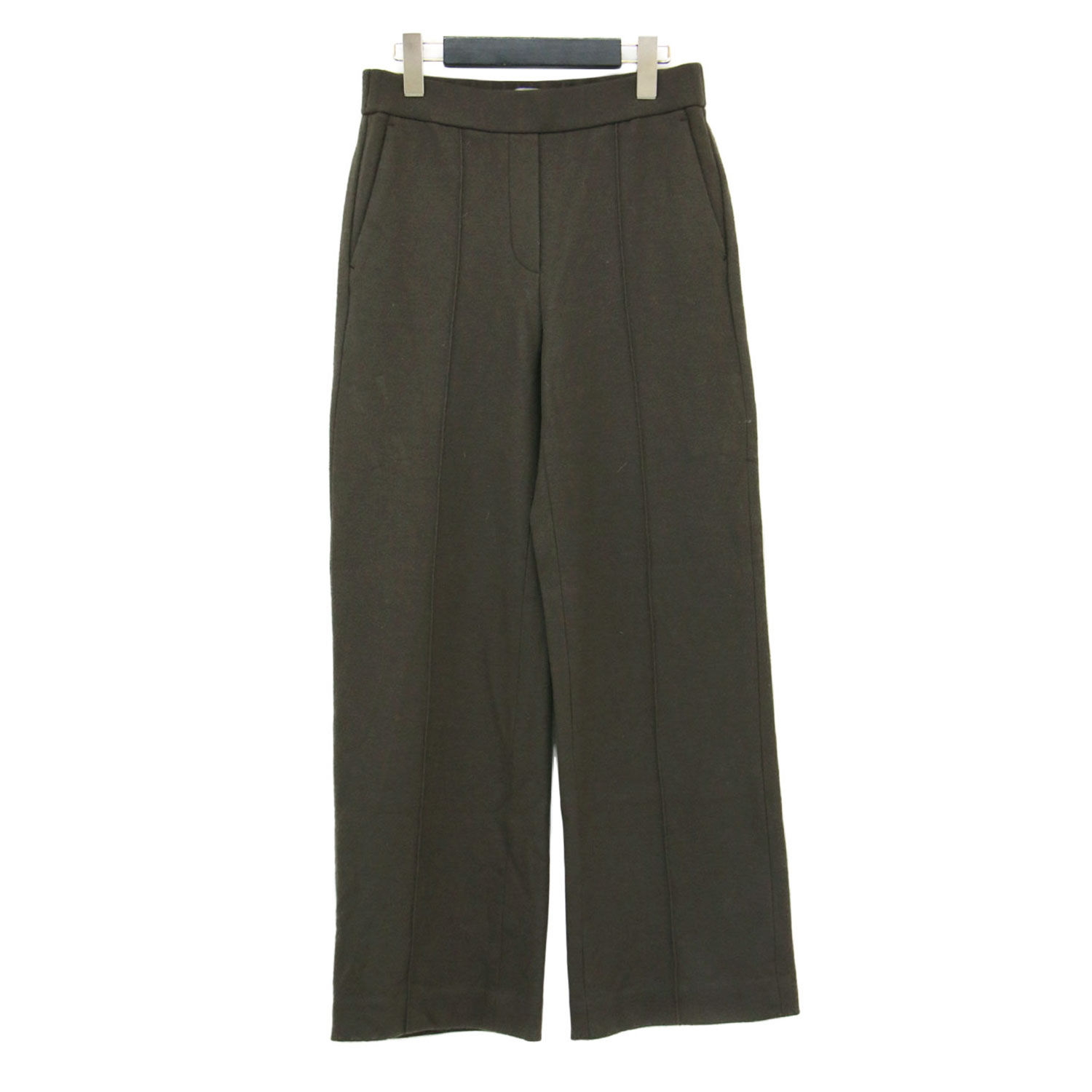 theory luxe セオリーリュクス パンツ ブラウン サイズ:38(M) | ウール ワイド ストレート パンツ | Max Roni | プルオンパンツ センターピンタック ジャージー素材 | ボトムス ズボン【レディース】【中古】【K4858】｜ブランド古着のBEEGLE by Boo-Bee