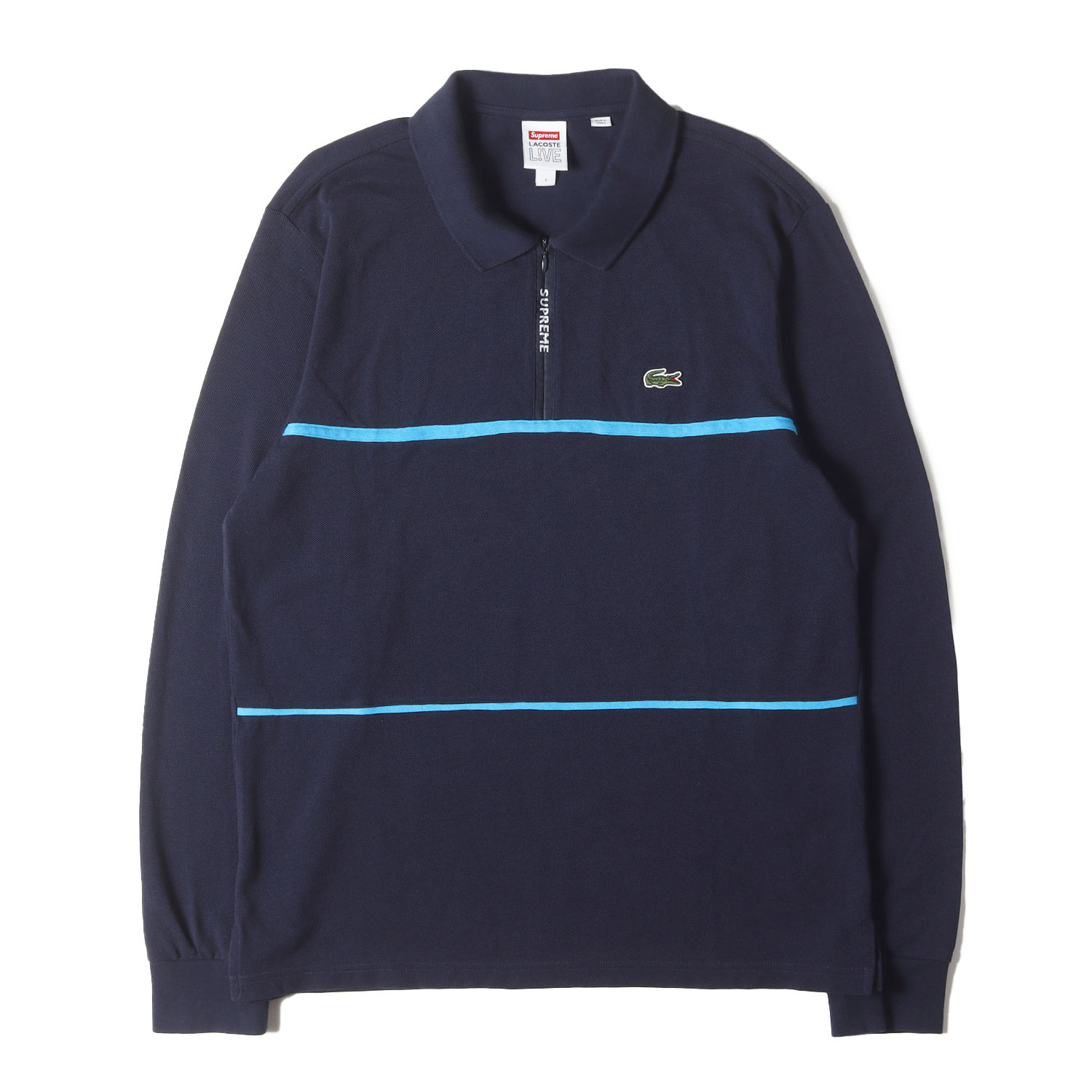 【美品】Supreme シュプリーム ポロシャツ ネイビー 紺 サイズ:S LACOSTE L!VE 鹿の子 ロングスリーブ ジップ ポロシャツ Pique Zip L/S Polo トップス カットソー 長袖【メンズ】【中古】【K4882】|ブランド古着のBEEGLE by Boo-Bee