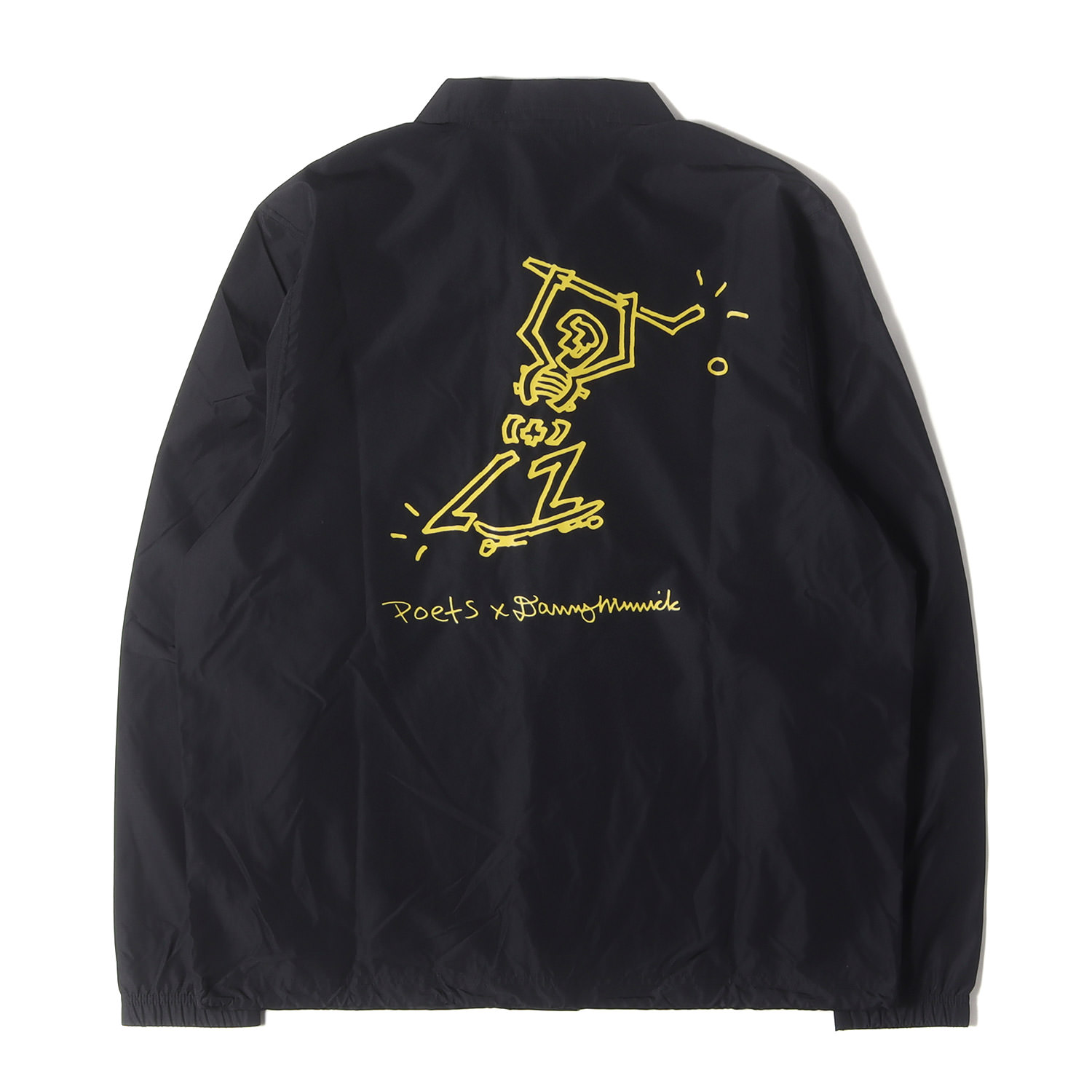 POETS ポエッツ 上衣 黒いこと 黒 大きさ:M | Champion グラフィック刷り上げる コーチジャケット | アウター 上衣 厚地の外套【メンズ】【中古】【美品】【K4837】