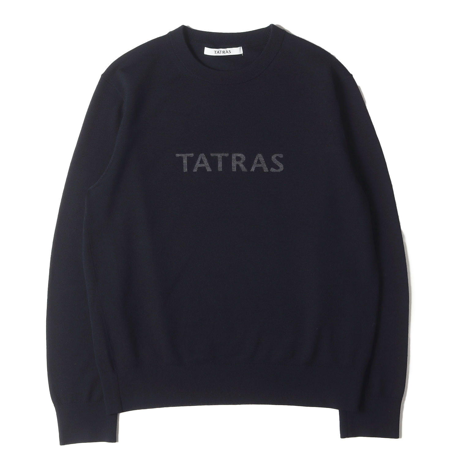 TATRAS タトラス 編み物 米国海軍 紺 大きさ:03 | 25AW ロゴジャガード ご機嫌ゲージ 編み物 プルオーバー (MEDUNO) | トップス ティーシャツ【メンズ】【中古】【K4857】