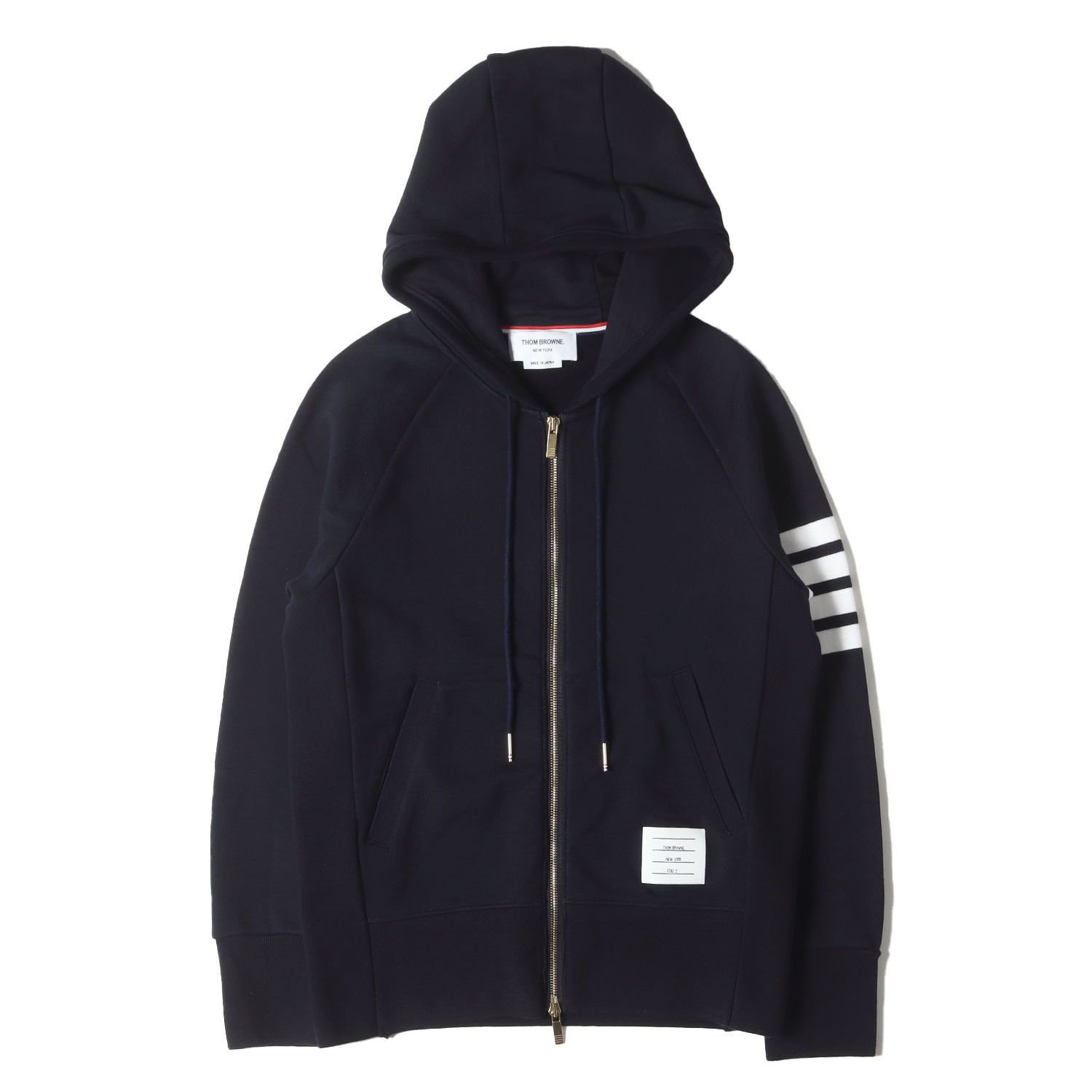 THOM BROWNE トムブラウン パーカー ネイビー 紺 サイズ:2 | 現行モデル クラシック ループバック 4BAR フルジップアップ フーディー | トップス 【メンズ】【中古】【K4783】