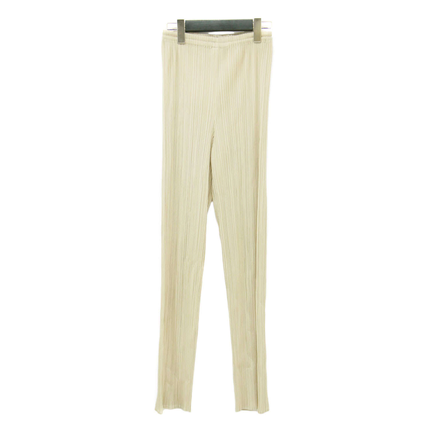 PLEATS PLEASE プリーツプリーズ パンツ ベージュ サイズ:3(L) | プリーツ スリム パンツ / レギンス | ウエストゴム | 日本製 | ボトムス ズボン【レディース】【中古】【K4777】