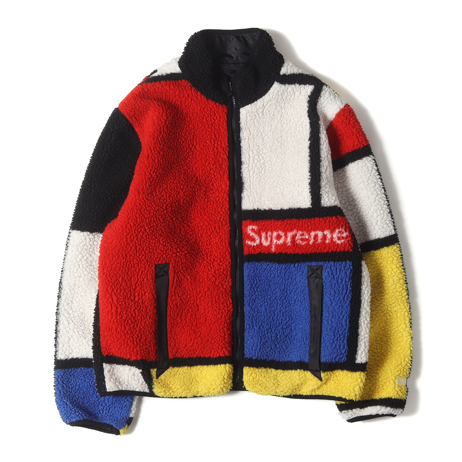 Supreme シュプリーム 上衣 赤いこと×黒いこと 大きさ:S | 20AW 色つや立ちはだかる リヴァーシブル フリース 上衣 (Reversible Colorblocked Fleece Jacket) | アウター 上衣 厚地の外套【メンズ】【中古】【K4837】