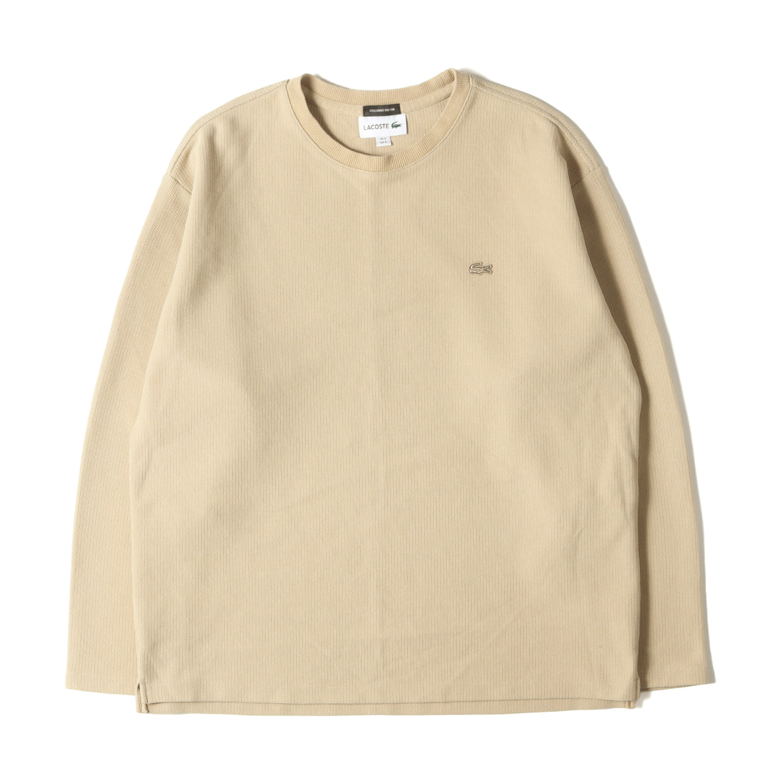 LACOSTE ラコステ カットソー ベージュ サイズ:US S | 21AW BEAUTY&YOUTH 別注 カットソー (LACOSTE×BY 1TONE LS TEE) | EXCLUSIVE EDITION | MADE IN JAPAN | トップス Tシャツ 長袖【メンズ】【中古】【K4777】